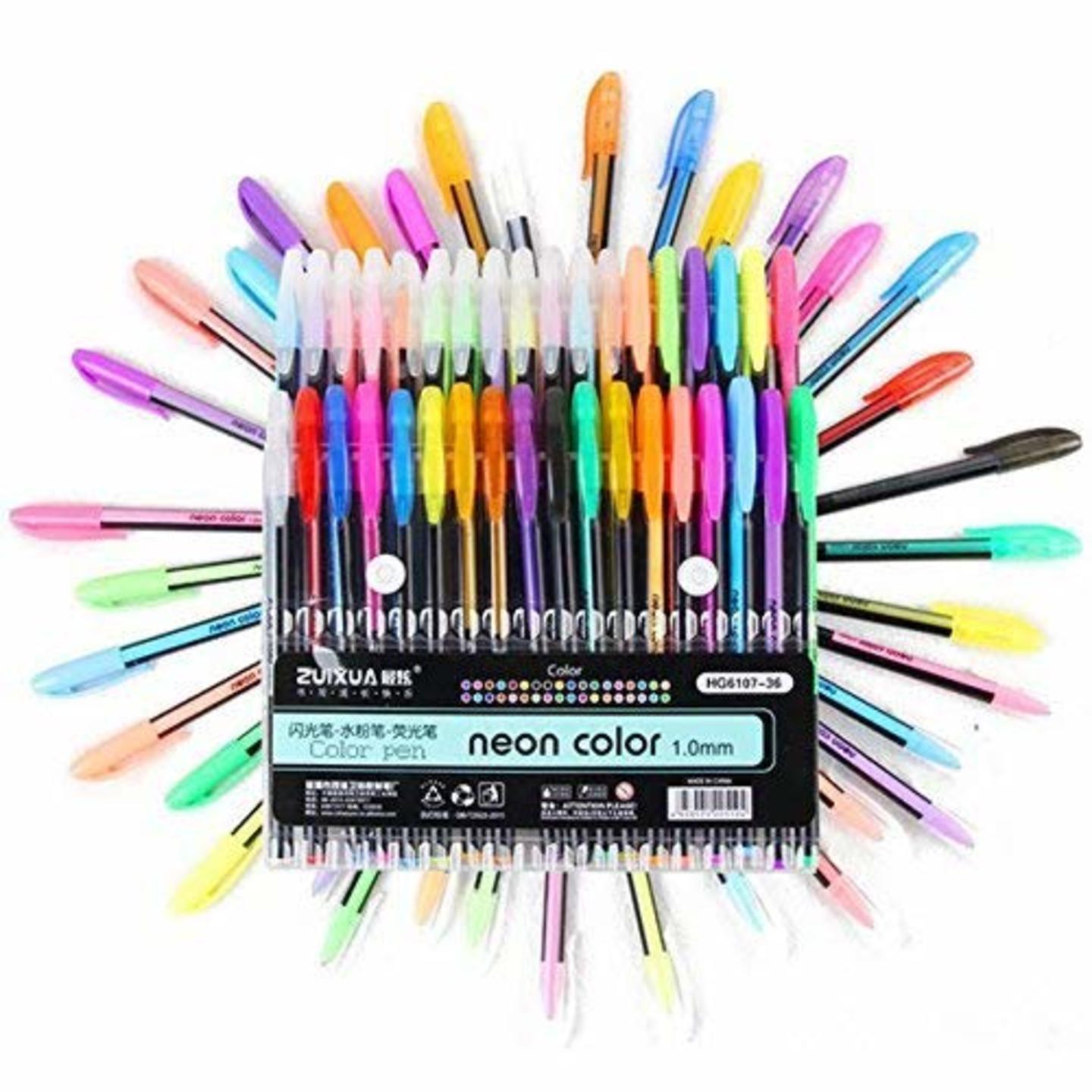 Qatalitic Glitter Pens  Neon & Metallic Pens Set of 36 Neon Gel Pens  For DIY Art & Crafts Sketching, Drawing & Painting Purpose