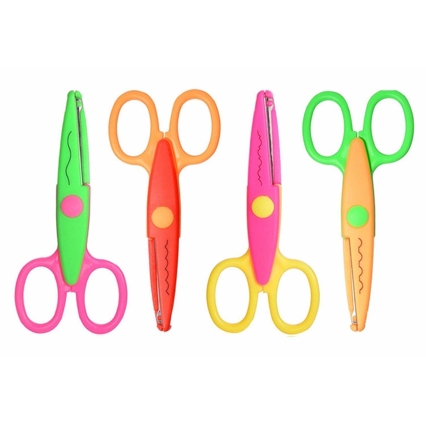 Qatalitic 4 Pieces Art and Craft Zig zag Paper Shaper Scissor set-1606-4