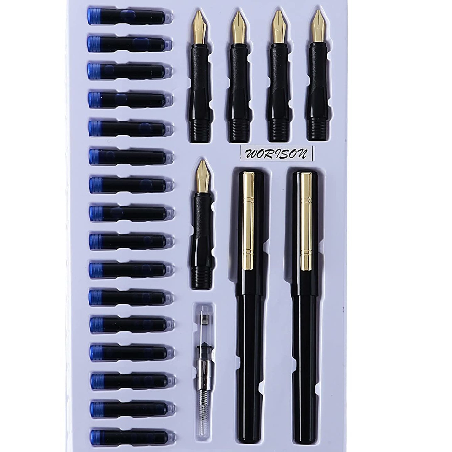 Qatalitic Calligraphy Pen Set with 5 Nibs,16 Ink Cartridges And 2 Pens