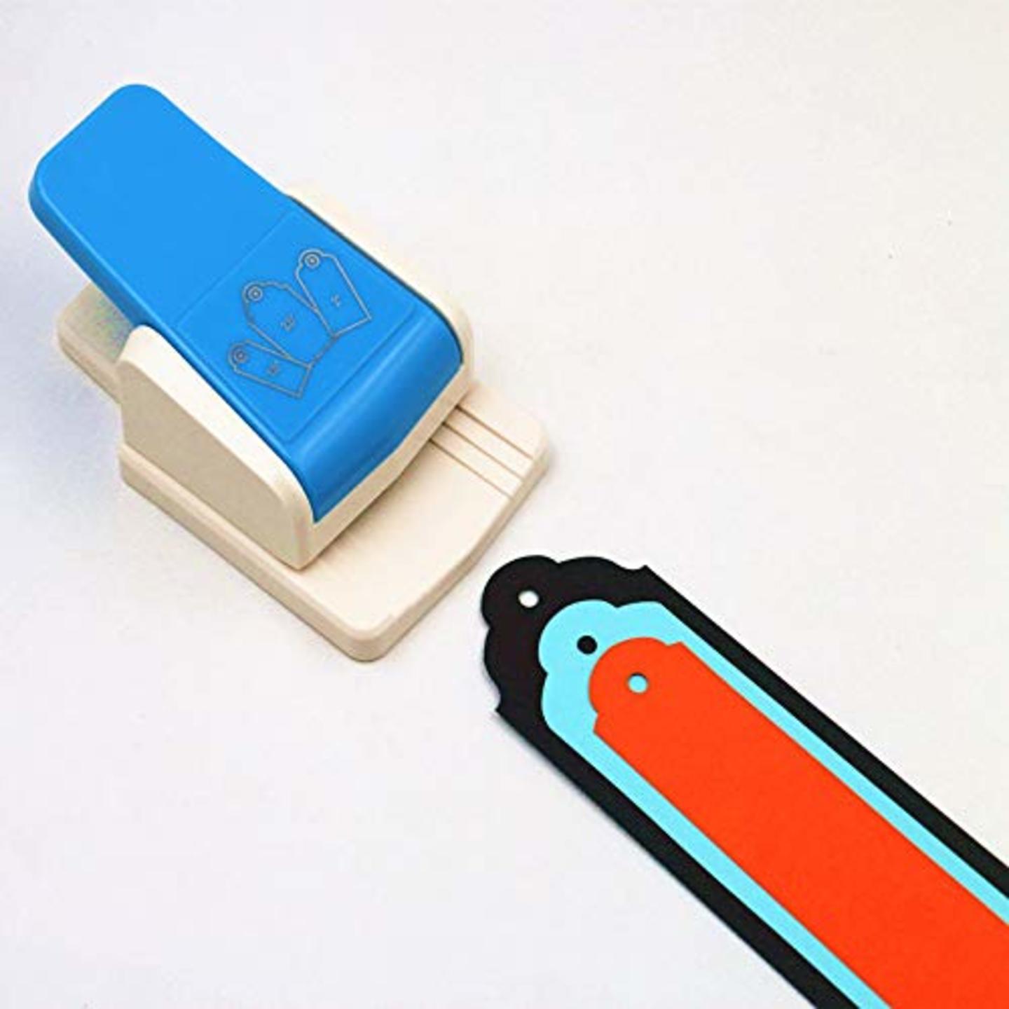 Qatalitic  Tag Punch 3 in 1 Straight 1.5, 2 or 2.5 inch for DIY Art & Crafts, Project Book Making and Embellishments