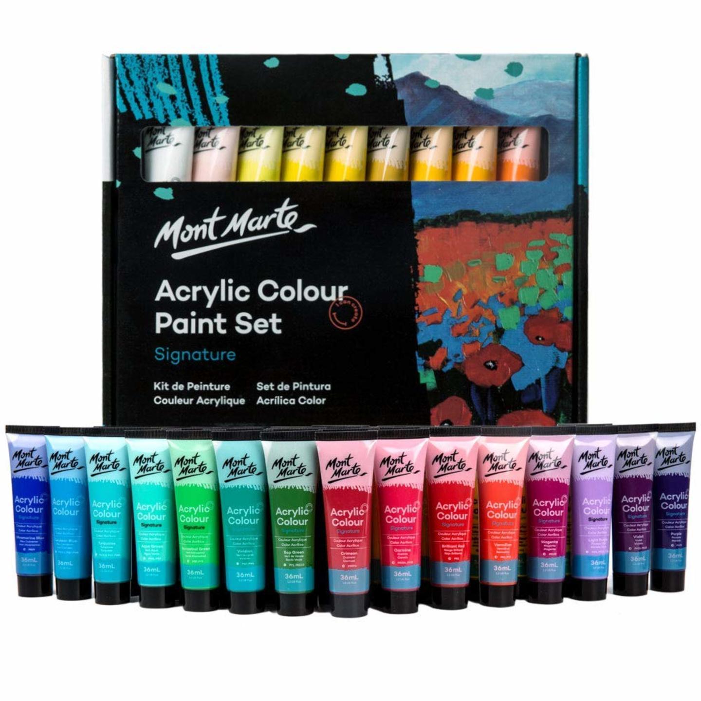 Qatalitic, Mont Marte Acrylic Paint Set 36 Colors, 36ml, Multicolour