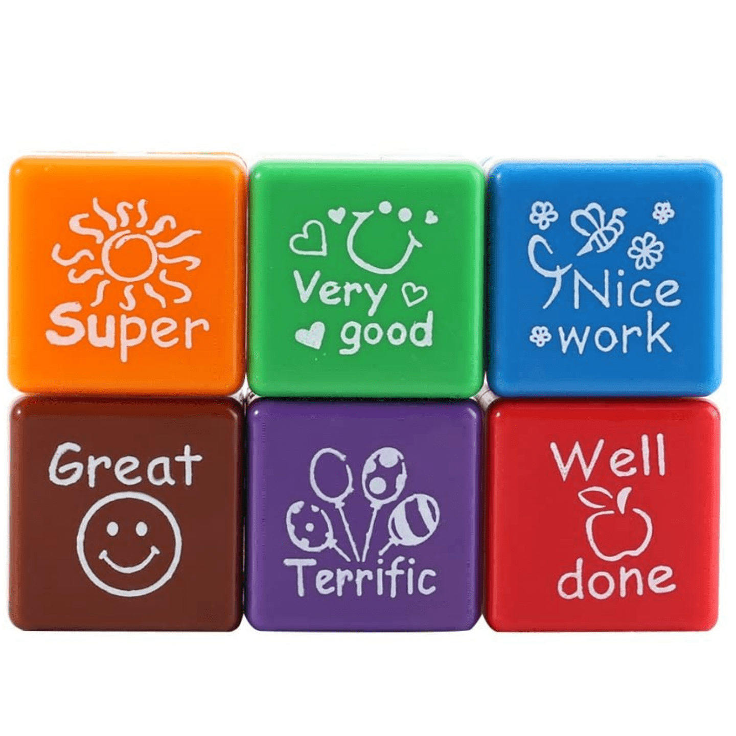 Qatalitic Kids Stamp Set Motivation Sticker School Scrapbooking Stamp DIY Teachers Self Inking Praise Reward StampsNo Ink pad Included