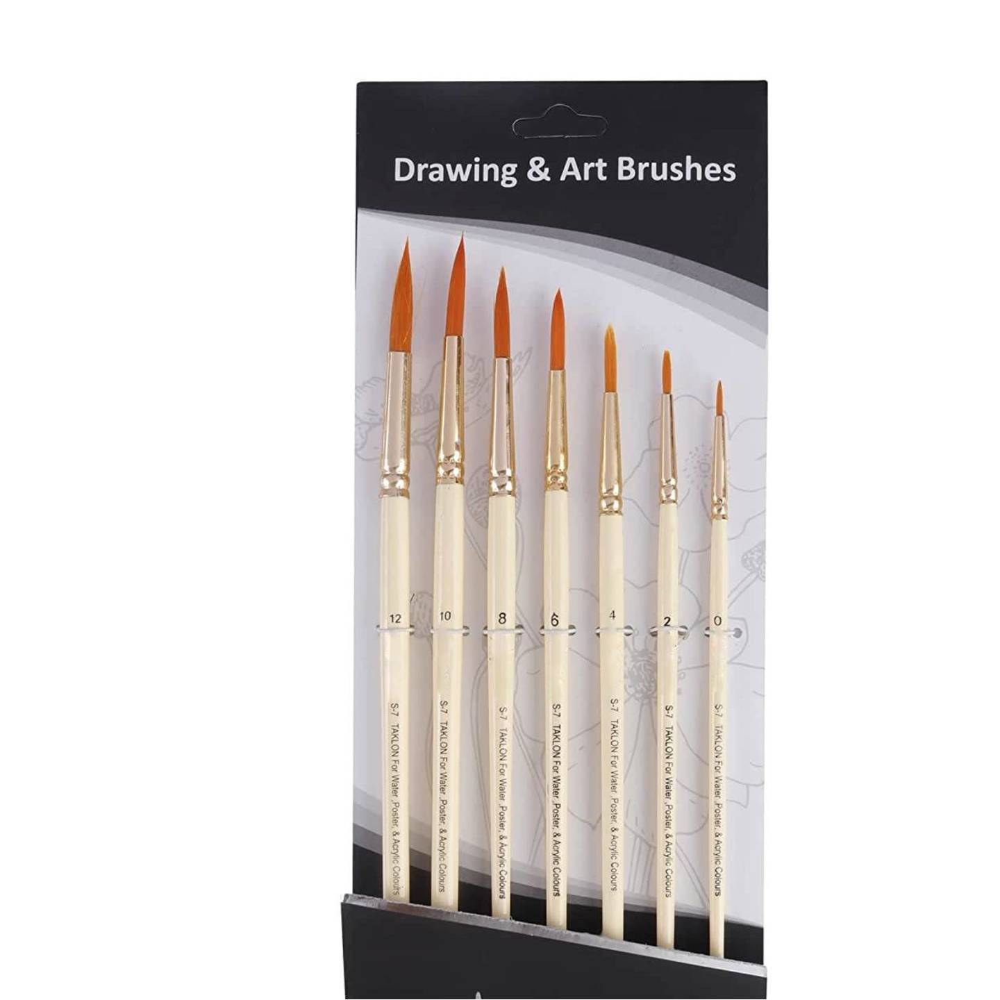 ASIN ‎ B00S9FS0K0 Artist Quality Round Synthetic Brush Set of 7 Piece for Watercolor & Acrylic Painting