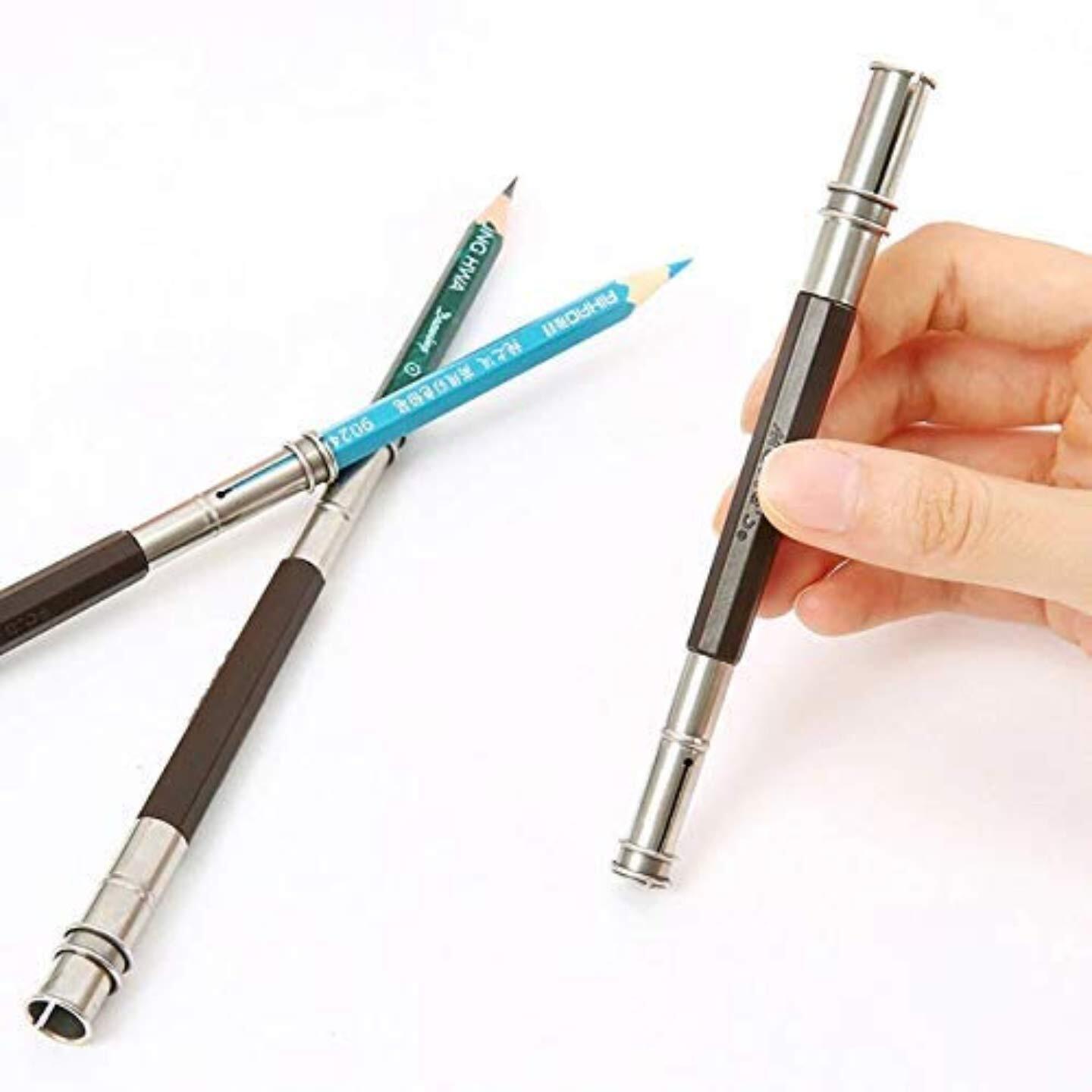 VeriXpress Pencil Extender/Lengthener with Metal Heads (Pack of 2) | Adjustable Handy Pencil Holder for Schools, Office, Eyeliners, Sketching, Writing and DIY Art & Crafts
