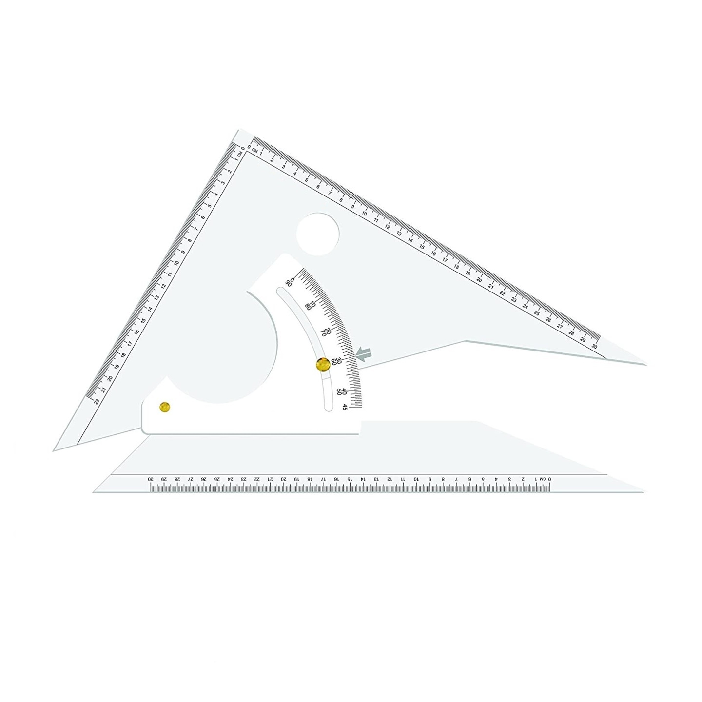 Qatalitic Adjustable Set Square – Inking Edge – Sides Beveled – All 3 Side Markings – Packed in Canvas Cover (12"/ 30cm)