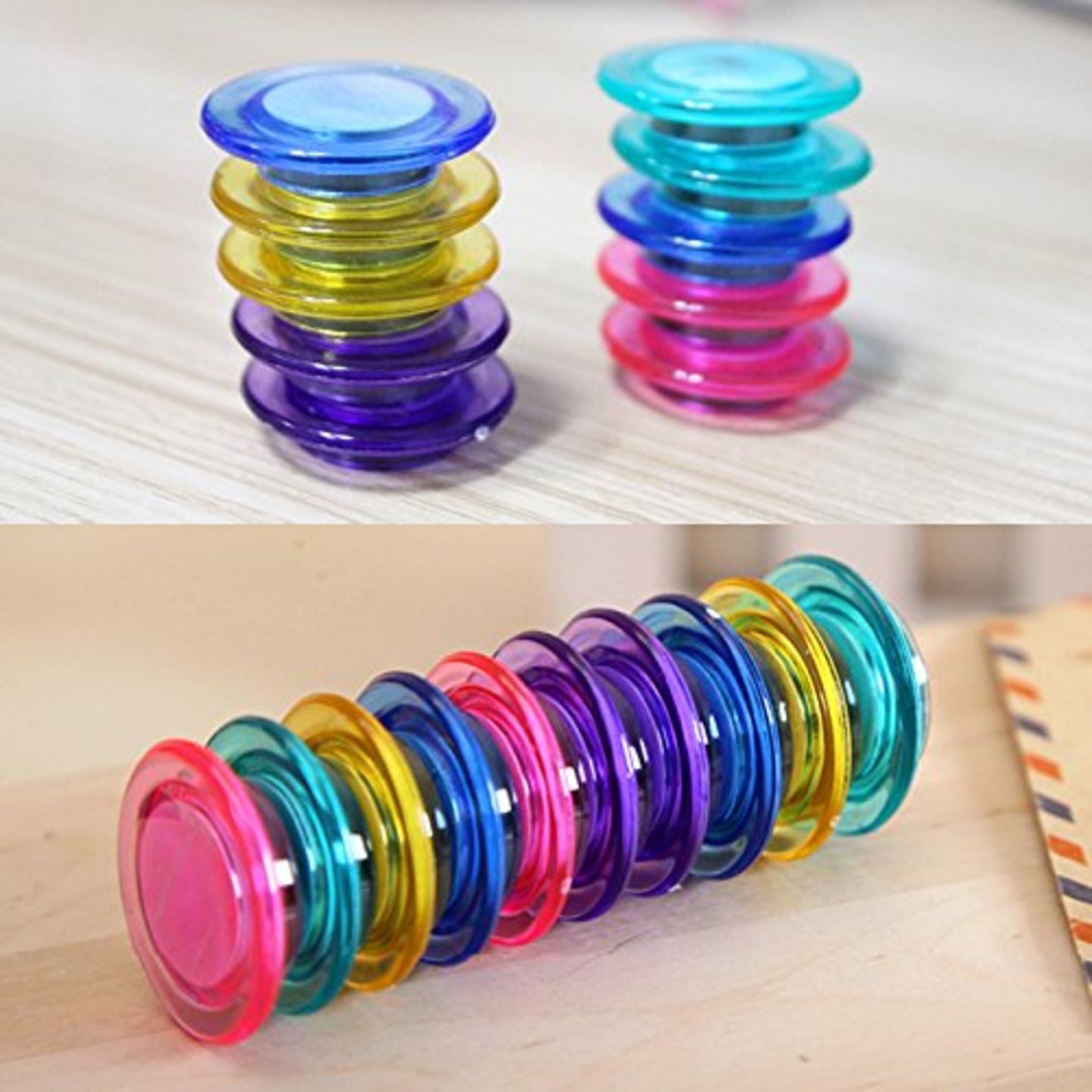 Qatalitic Colorful Translucent 30 mm (Set of 10) Magnet Buttons for Fridge, Magnetic White-Boards Set