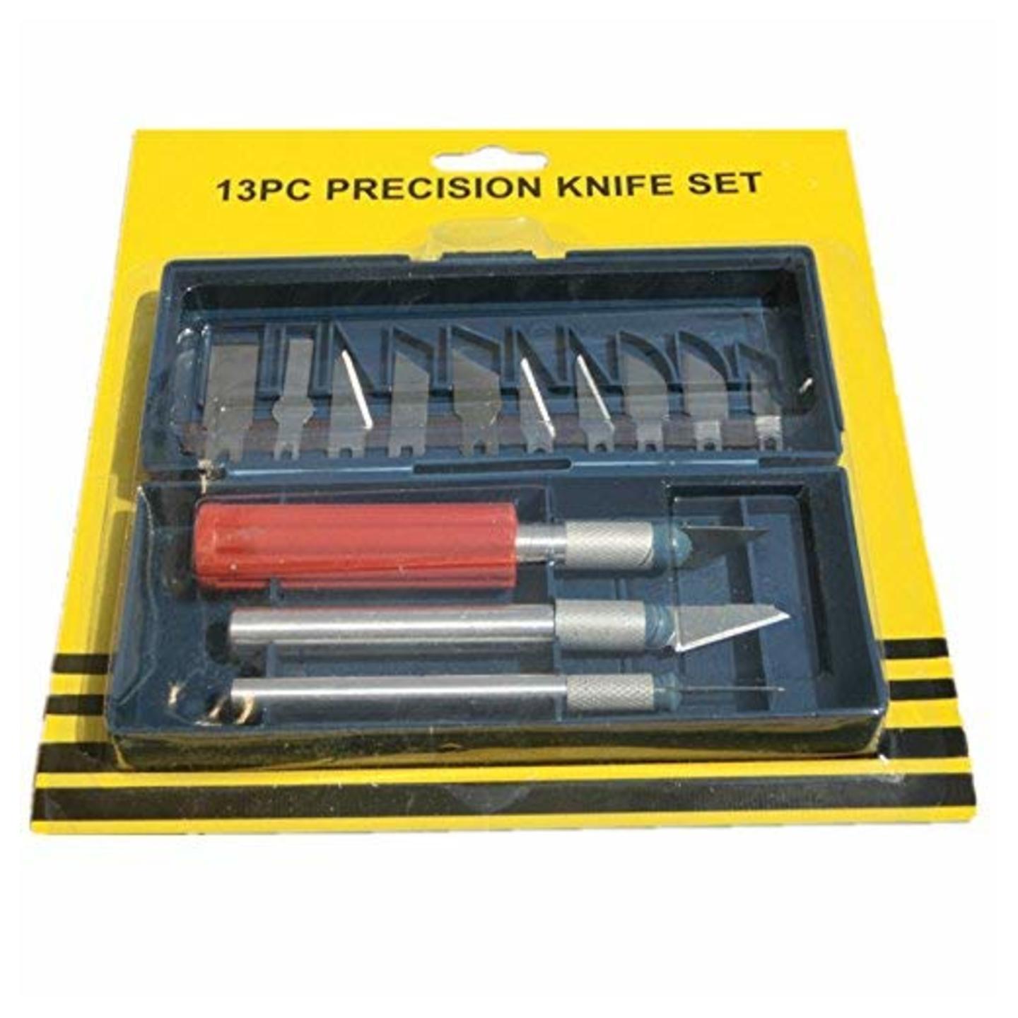  Qatalitic Precision Craft Knife Set with Case 16 Pieces - Professional Razor Sharp Knives for Art, Hobby, Sculpture – Stencil, Fine Point, Scoring, Chiseling Blades (13 Blades+3 Handle) 