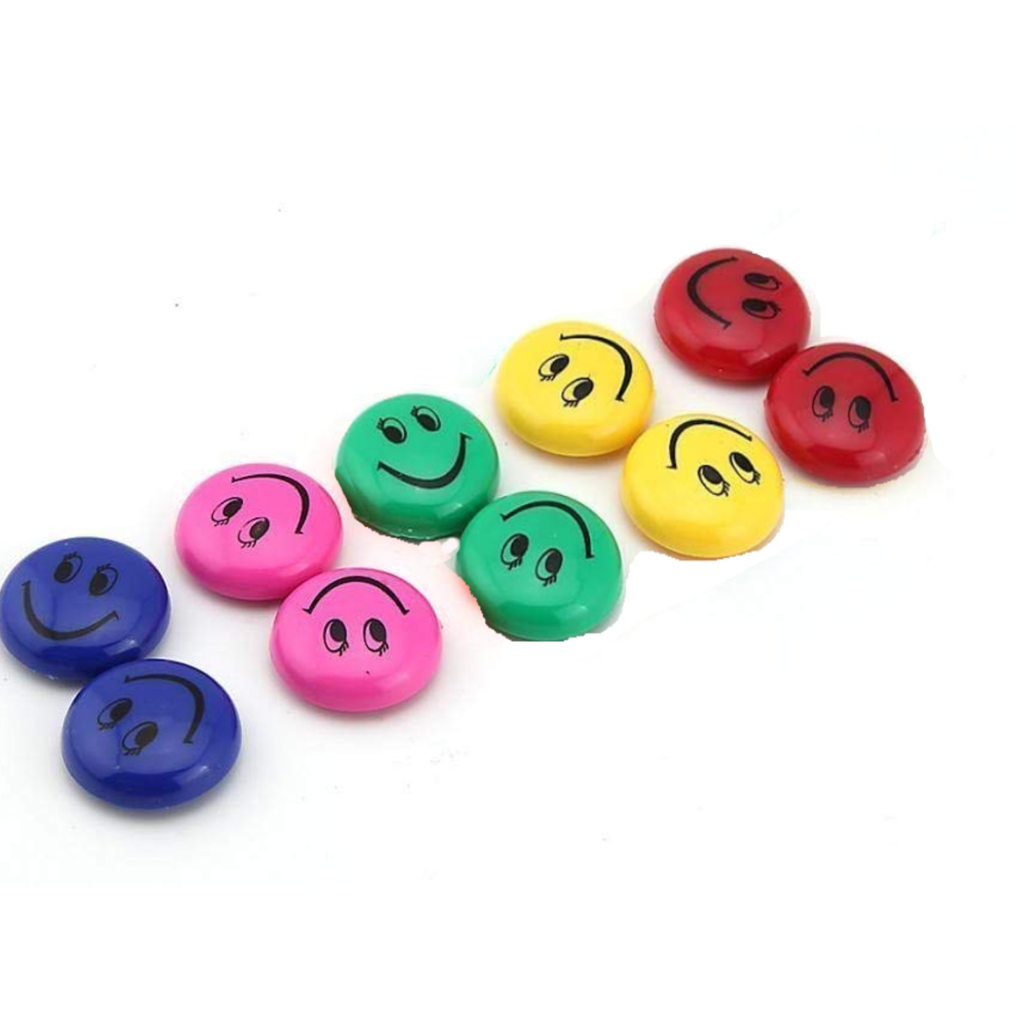 Qatalitic Plastic Round Cartoon Emoji Smile Smiley Face Fridge Magnets (Multicolour, 3 cm Diameter)