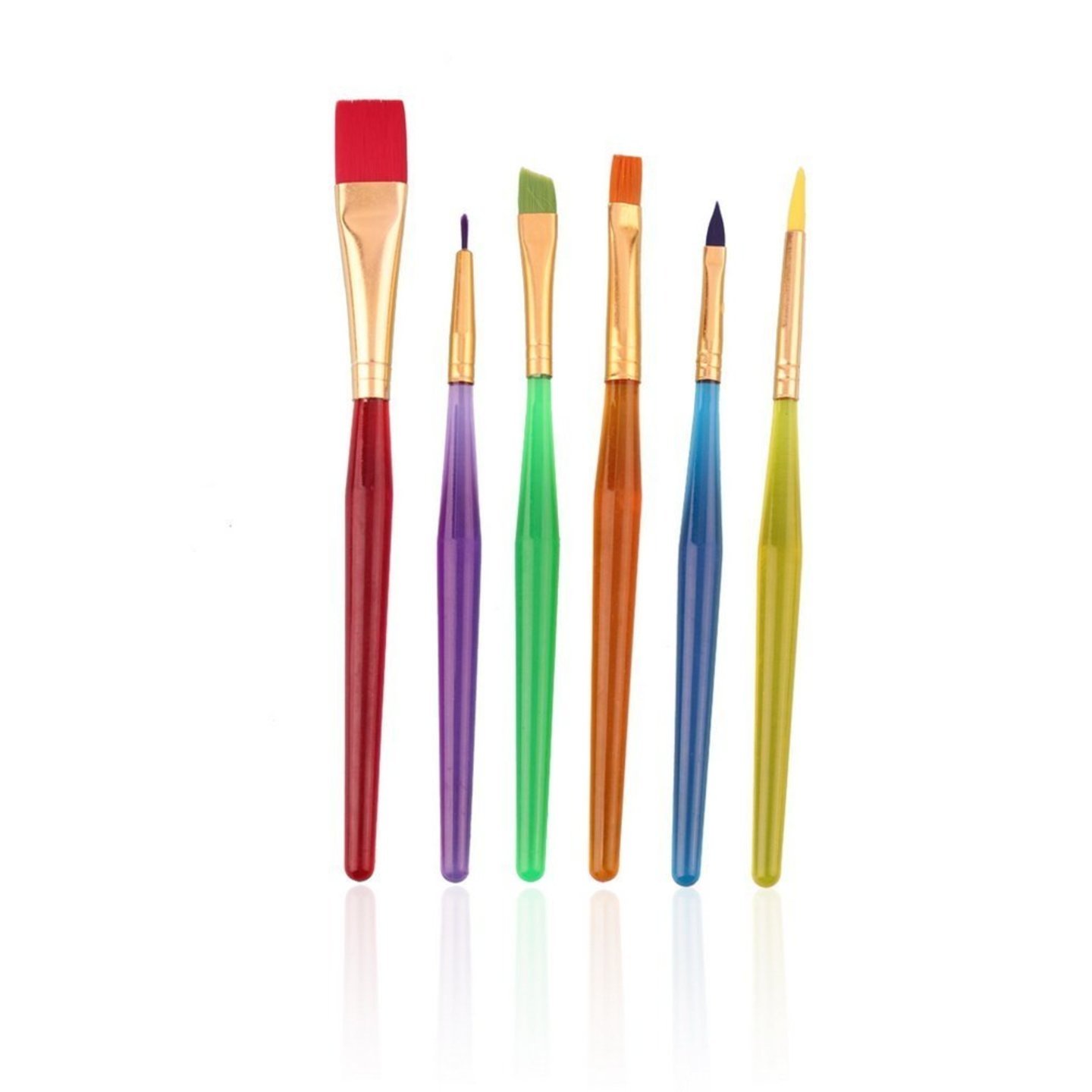 Qatalitic Brush Set of 6 Different Sizes Synthetic Flat Paint Brush For Oil, Acrylic & Gouaches