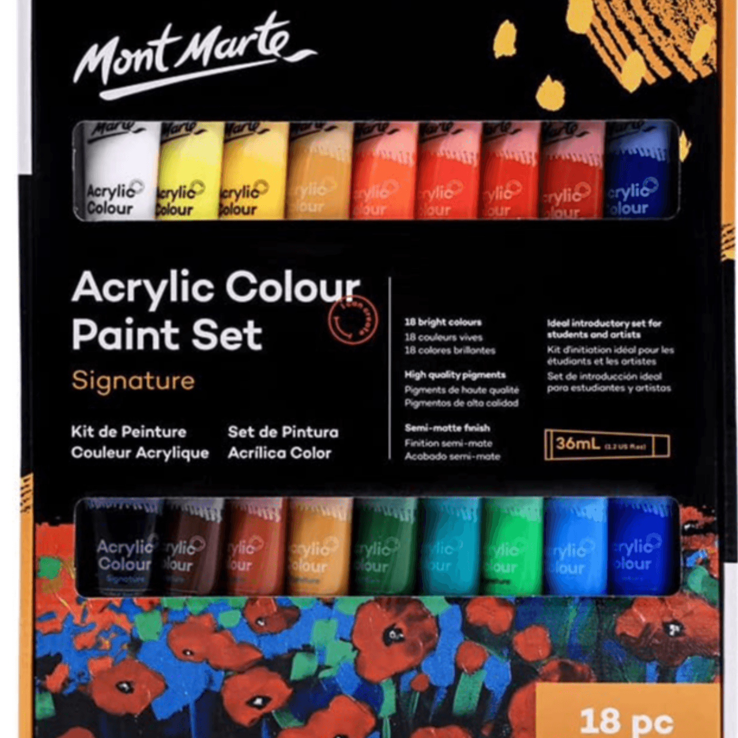 Qatalitic 18 Color Acrylic Paint Set - Perfect for Canvas, Fabric, Wood, Rocks, and More