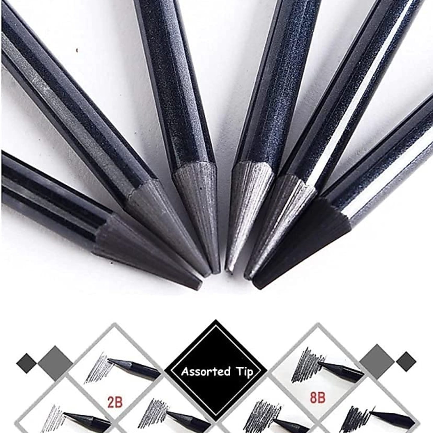 Qatalitic, Woodless Graphite Pencil Set for Drawing, Writing, Shading, Colouring, 6 Pieces