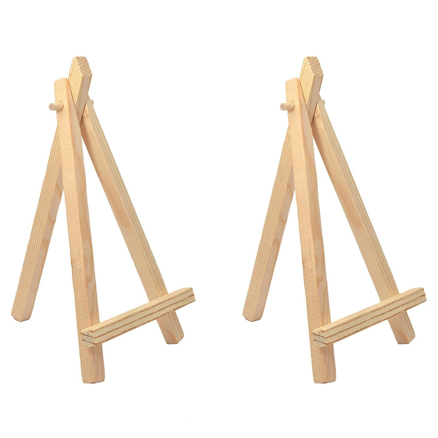 Qatalitic 6 Inch (Set of 2pc.) Mini Wooden Easel Stand, Adjustable Small Tabletop Easels for Artist Painting Mini Canvas, Business Card Display, Students Kids, and Displaying Photos