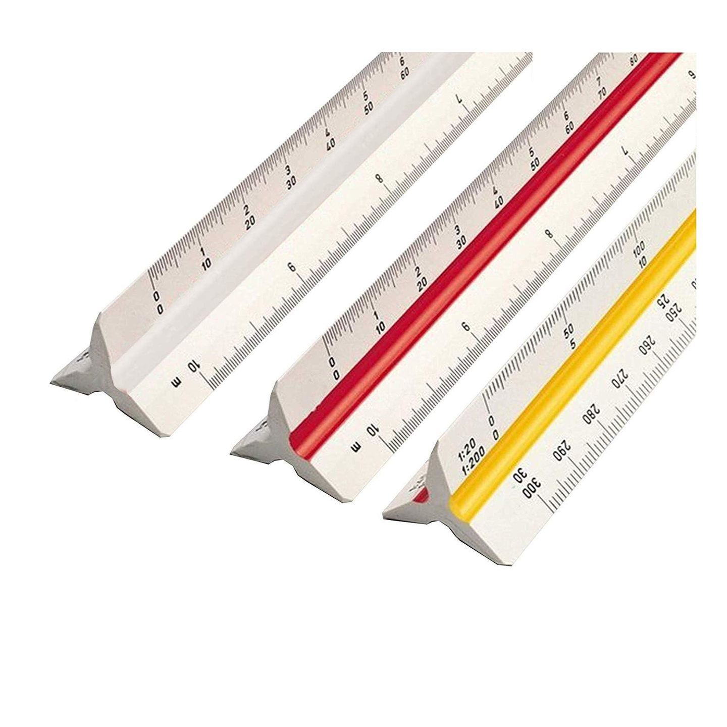 Qatalitic  Triangle Scale Ruler, 30cm (12 Inch) Long Plastic Drafting Scale Ruler Very Useful to Architect, Engineer,Students, Office Employee (1-Piece)