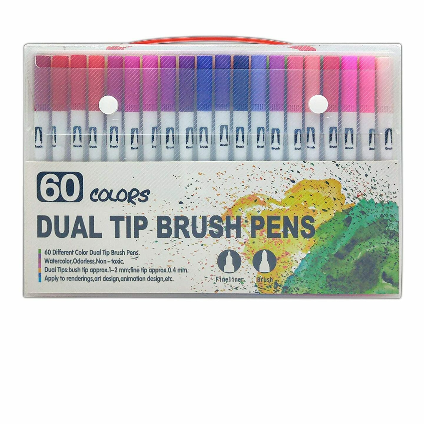 Qatalitic 60 Colors Dual Tip Brush  Soft Flexible Brush  Journaling Drawing Sketching  Coloring Books Artist Bullet Journal Kids Adults Beginners, Art Lovers  Brush Highlighter