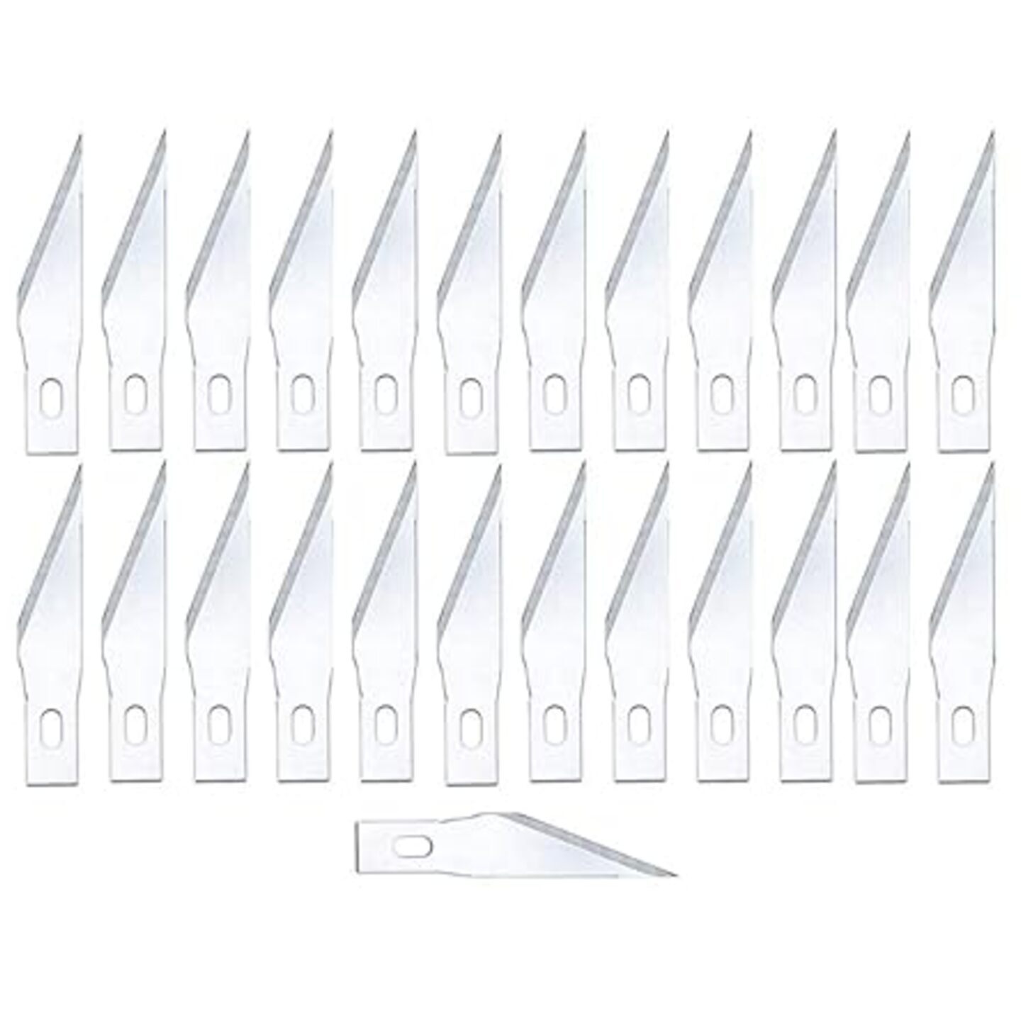 Qatalitic Heavy Duty Interchangeable Carbon Steel Sharp Blades 25pcs for DIY Art and Craft Purposes (Set Of 25, Silver)