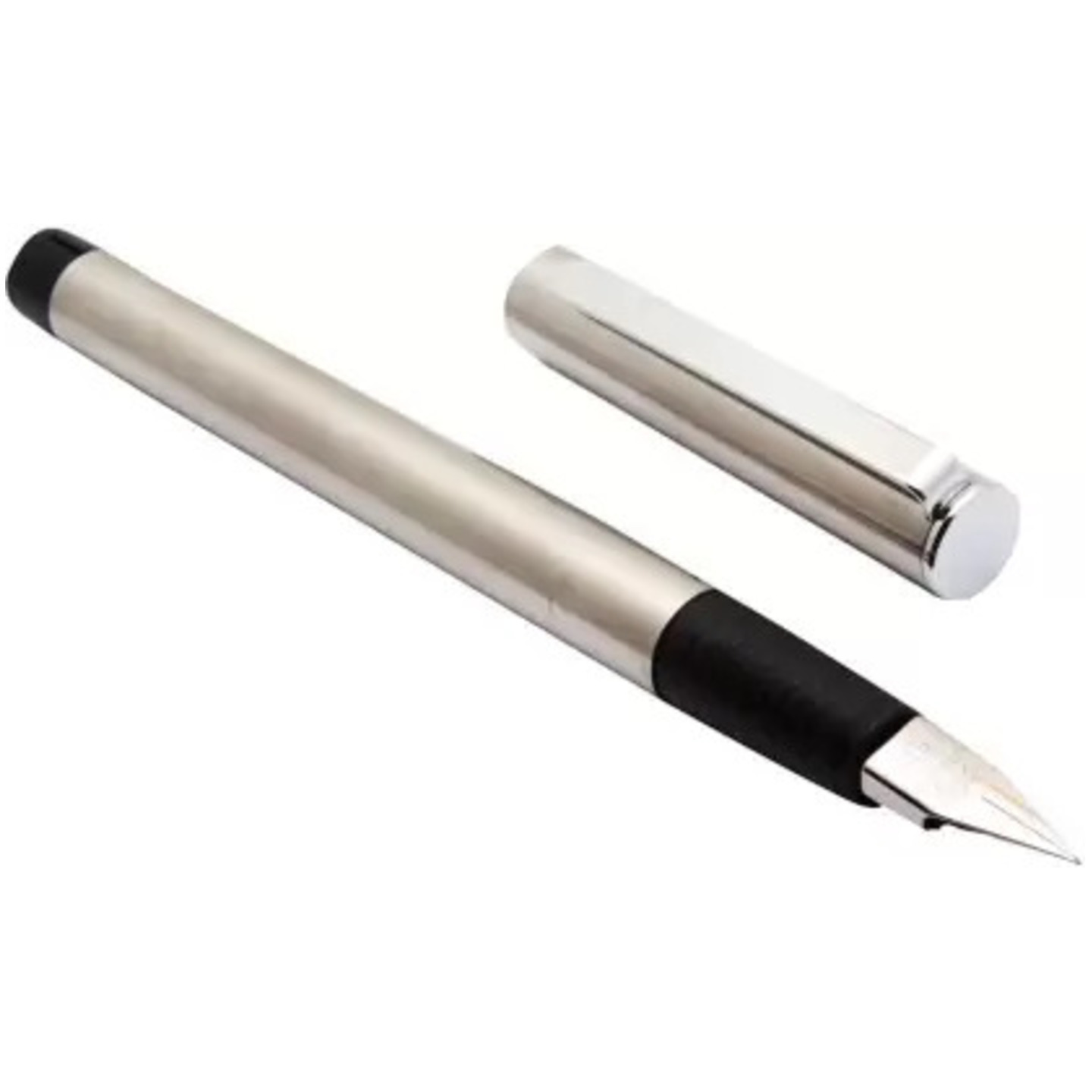 Qatalitic Jinhao 65 Stainless Steel Fountain Pen with Fine Nib and Converter - 0.5mm Fine Nib Black