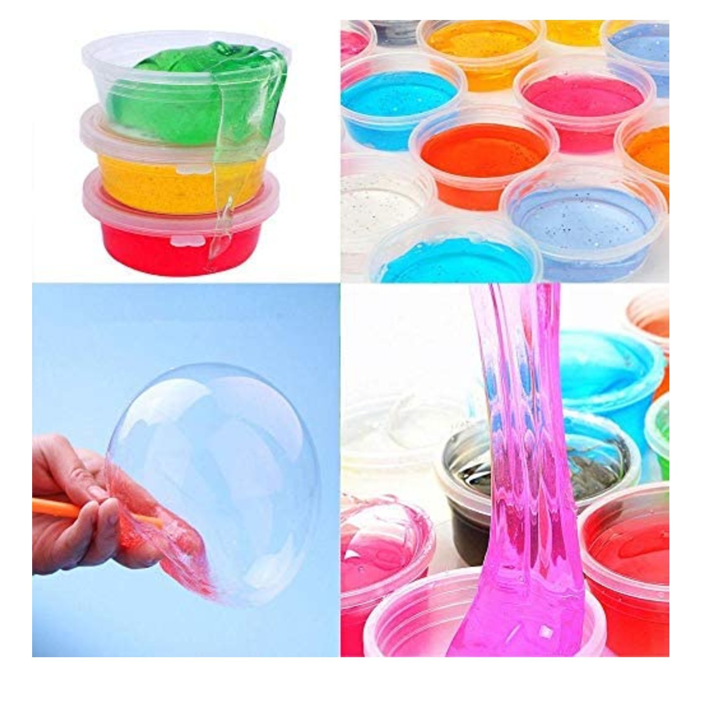 Qatalitic 12 Pcs Slime Crystal Clay Colorful Slime Soft Jelly Clay Putty Mud Stress Relief Toy Jelly Toy for Kids & Adult, Includes Molds and Straws