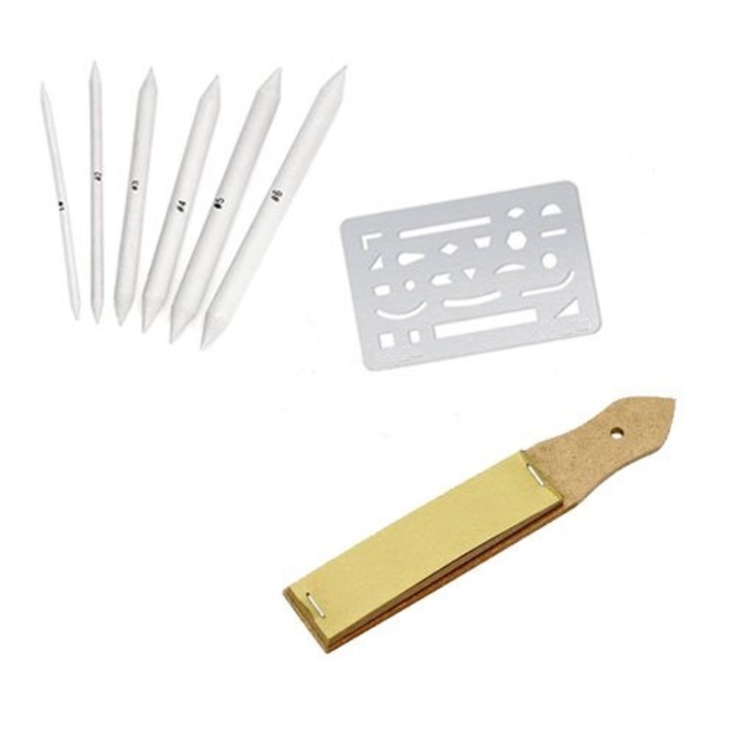Qatalitic Paper Stumps Set of 6 for Blending with Erasing Shield & Sand Paper