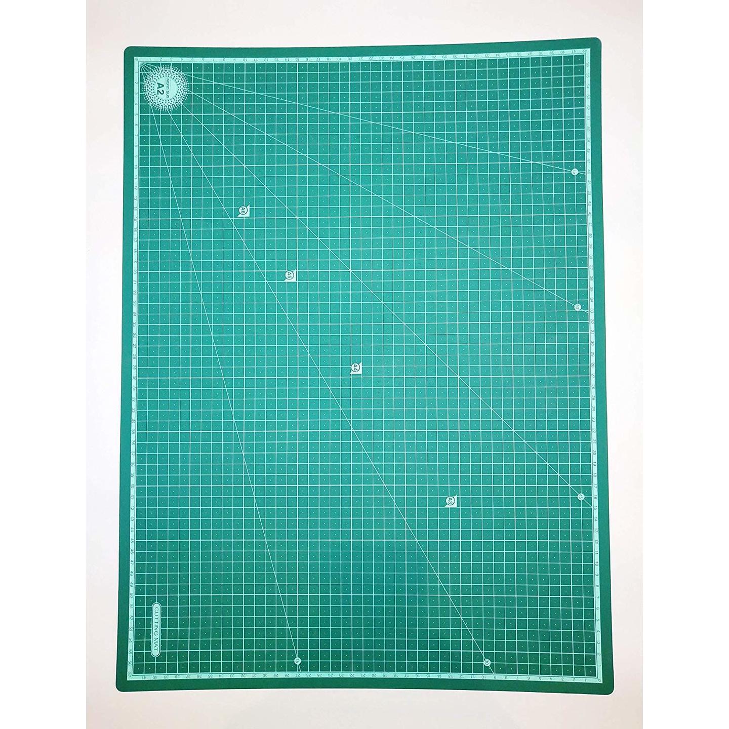 Qatalitic Professional Self-Healing Multi Layered Double Sided Durable Non-Slip PVC Flexible Cutting Mat A4 Size With Marked Pattern And Grids - Green