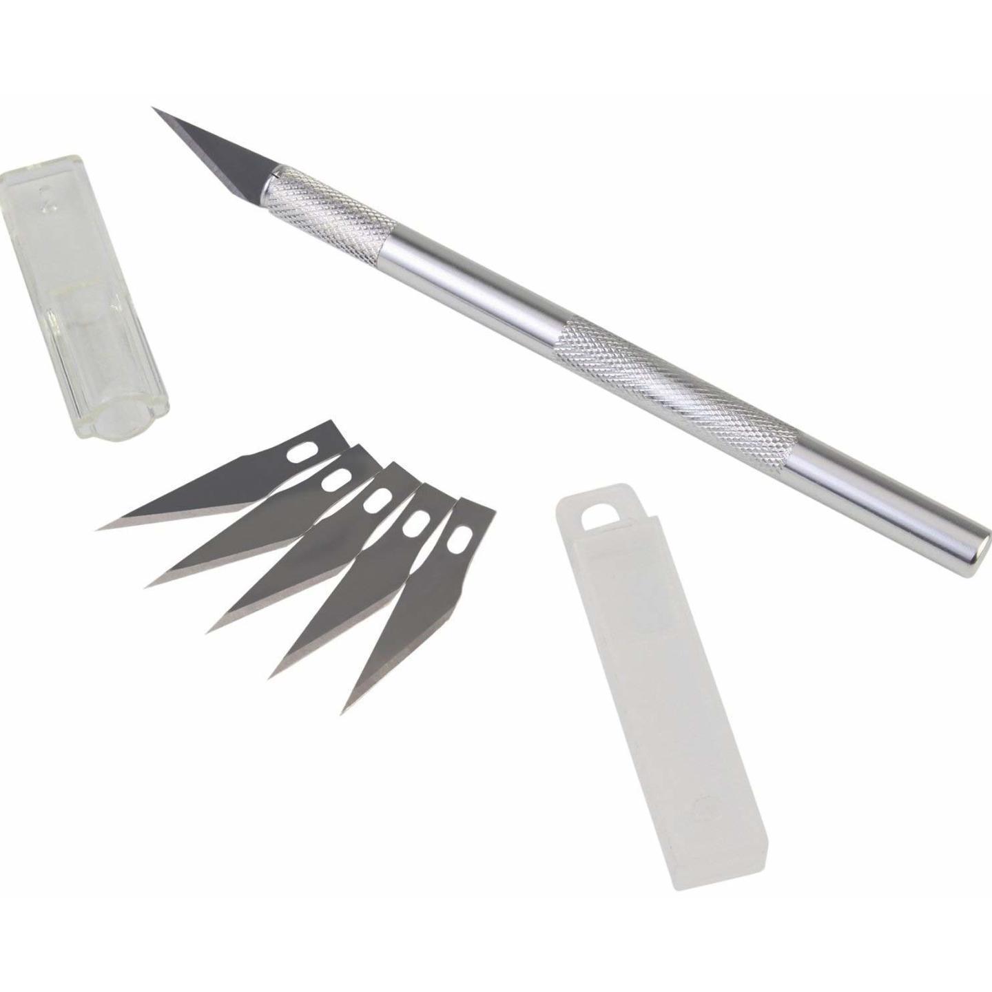 Qatalitic Detail Pen Knife - Crafts Steel Knife Cutter Tool with 5 Interchangeable Sharp Blades