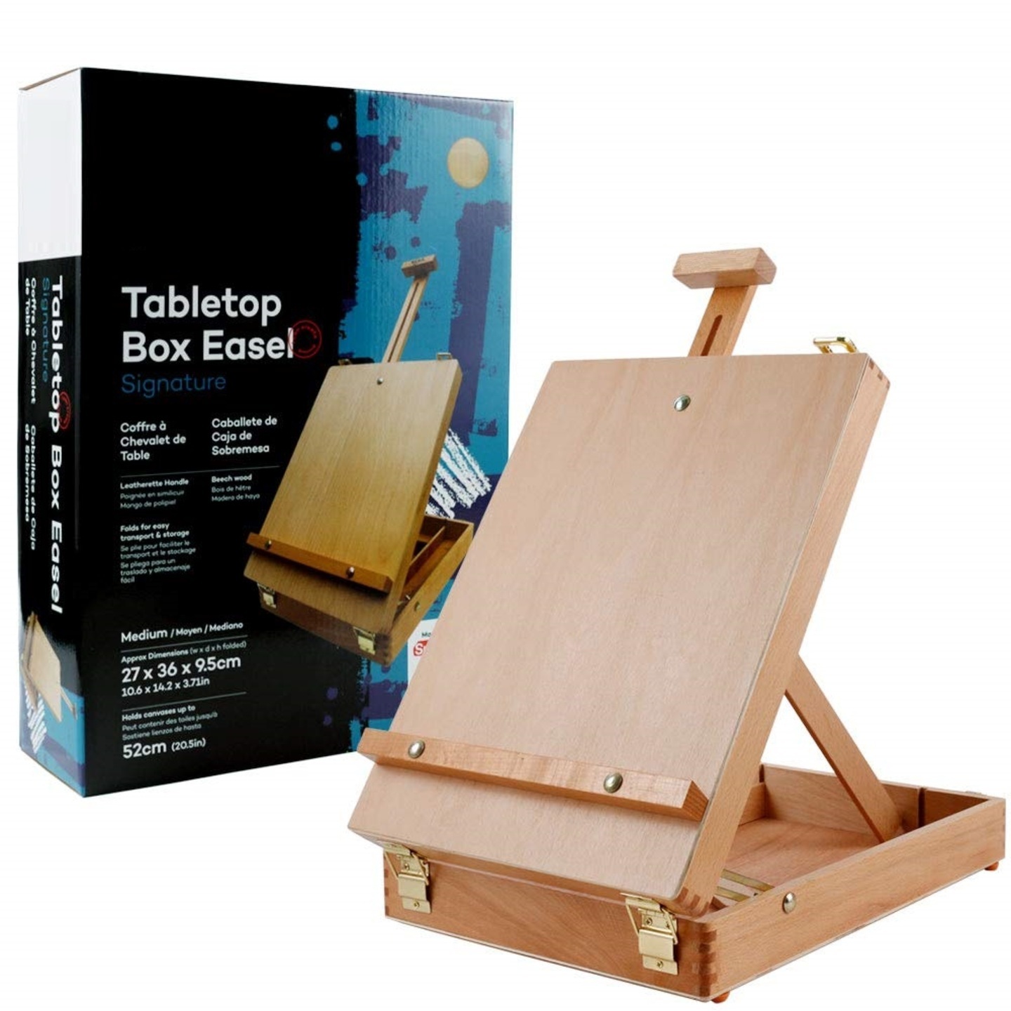 Qatalitic Table Top Easel, Premium Wood Box Portable Storage Case, For Painting, Drawing, Sketching, Acrylic painting, Oil painting & also Watercolor painting