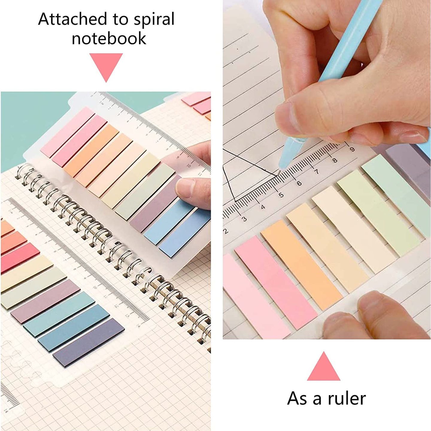 Qatalitic Office Stationery Writable Sticky Index Tabs - 400 Pcs, 2 Pack, Soft Colored & Repositionable Book Flags and Strip Index Tabs for Notebook, Books, PET Material Page 