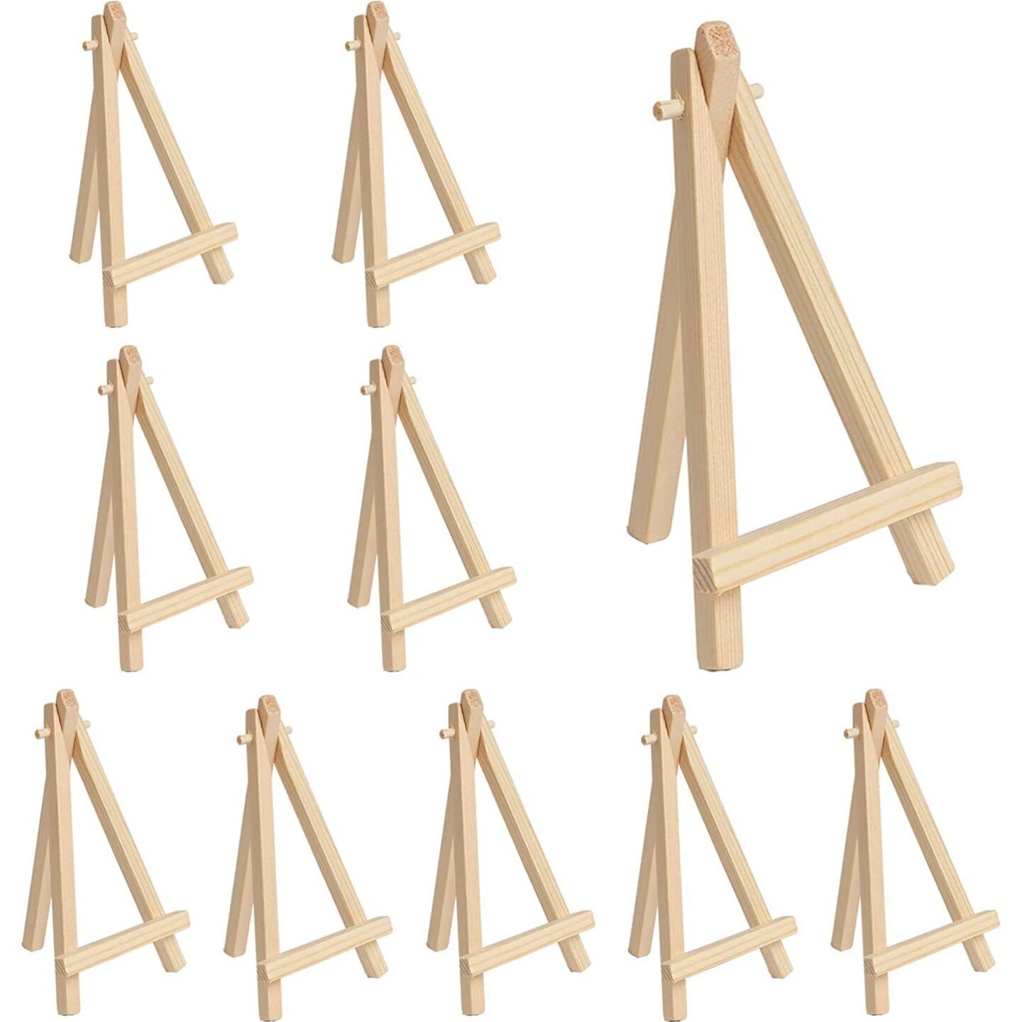 VeriXpress 6 Inch (Set of 10pc.) Mini Wooden Easel Stand, Adjustable Small Tabletop Easels for Artist Painting Mini Canvas, Business Card Display, Students Kids, and Displaying Photos