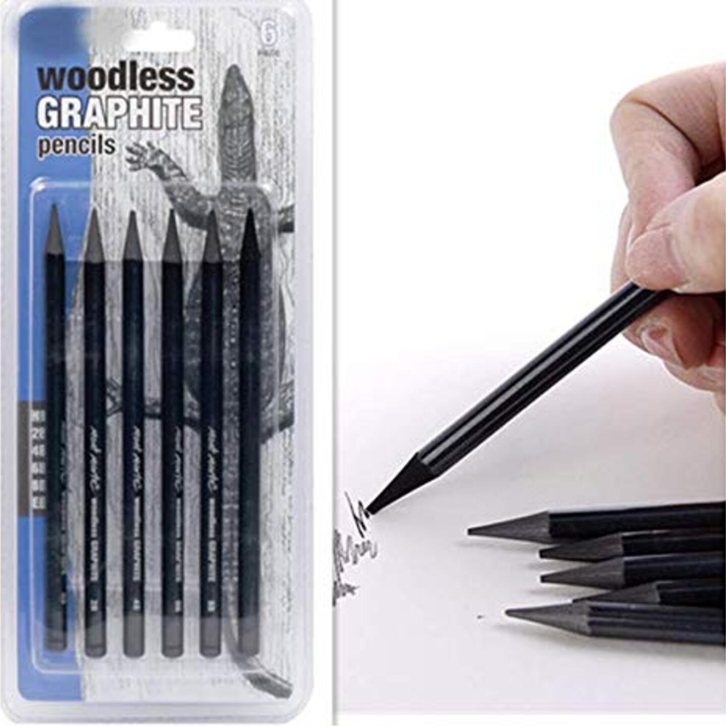 Qatalitic Woodless Graphite Woodless Graphite Pencil Set for Drawing, Writing, Shading, Coloring, 6 Pieces