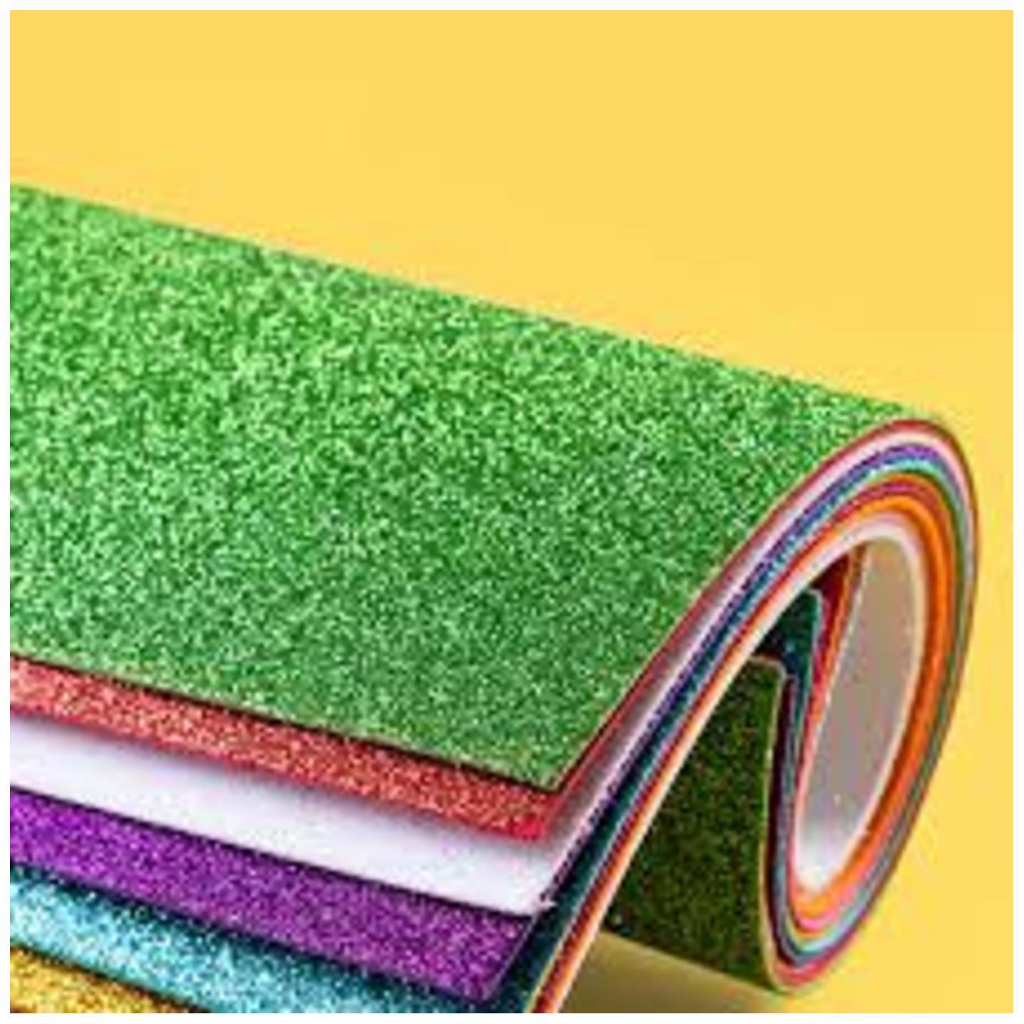 Qatalitic Self Adhesive Sticky A4 Size Glitter Sparkles Foam Sheet with Sticky Back Pack of 10 Sheets 10 Colours x 1 Pcs Each