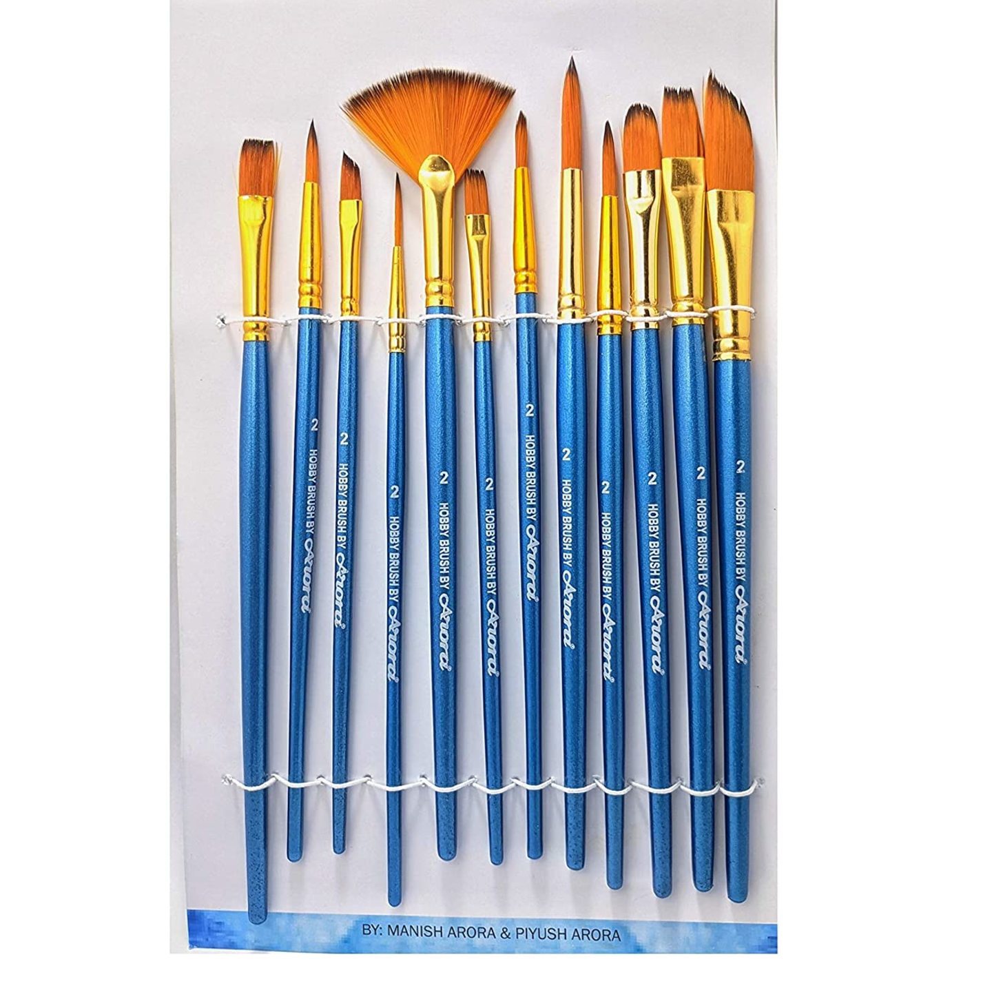 Qatalitic  premium T-12 Paintbrush Set 12 Pieces for Hobby, School & Professionals Blue Syenthetic hair paint brush Strip Liner, Pointed Round, Fan, Flat, Filbert, Angular, brushes ideal for oils, watercolour & acrylic Painting set of 12 pieces 