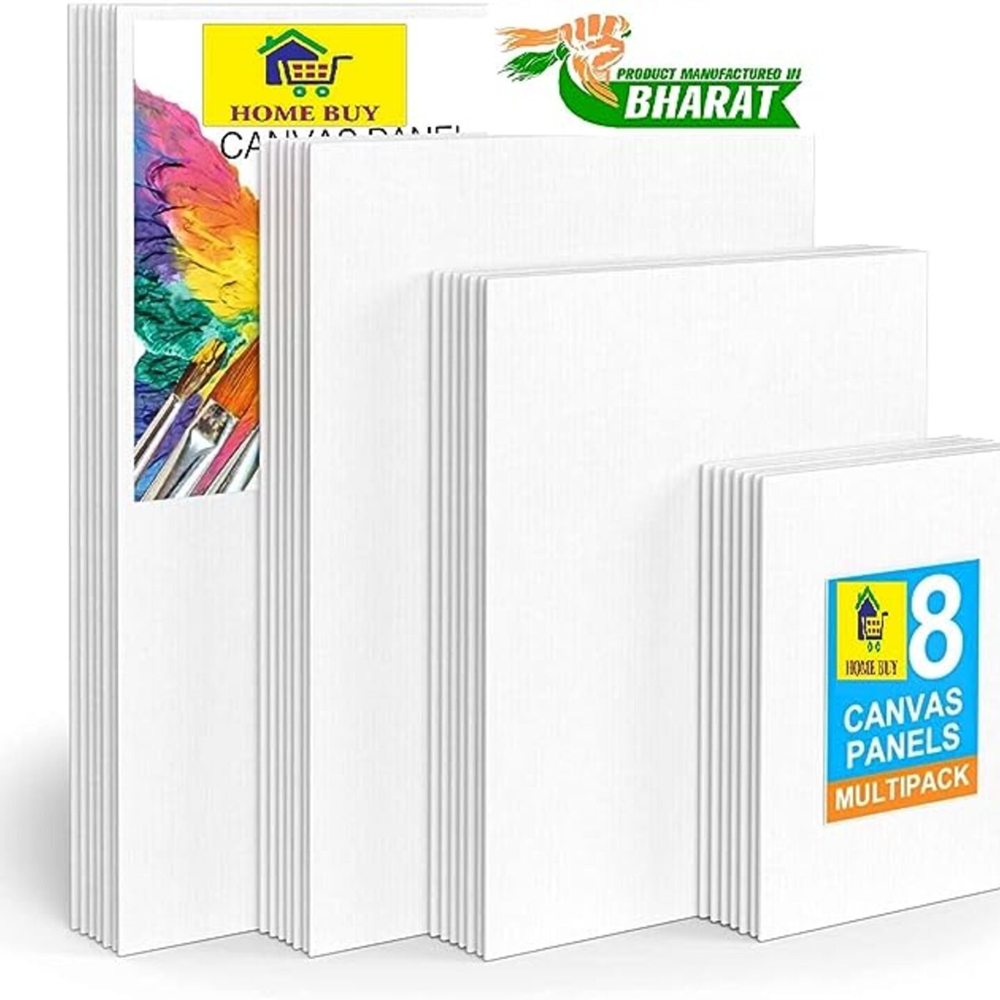 Qatalitic Cotton Canvas Boards for Painting, Blank Canvas for Painting Using Acrylic Paint or Oil Total 8 PC 2X5x7, 8x10, 9x12, 10x14 - Multi Pack nov2023