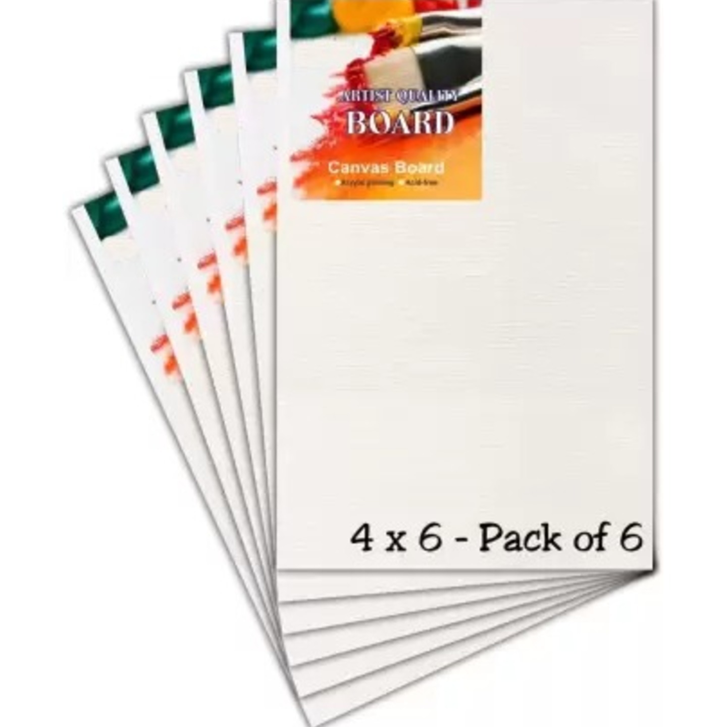 Qatalitic Set of 6 pc. 4 x 6 inch Canvas Board, 100% Cotton, Acid Free, Blank White Mini Canvases for Oil, Acrylic & Watercolour Paint