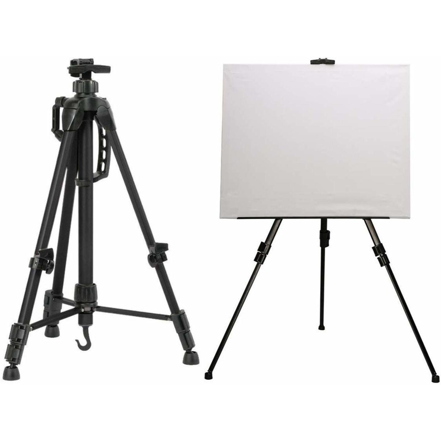 Qatalitic Portable & Folding Tripod Display Telescopic Artist Easel Stand with Adjustable Height in a Nylon Carry Bag 1 Pc Black  for Kids Painting Canvases, Outdoor Sketching, Artists, Display Art Craft Holder for Drawing Board