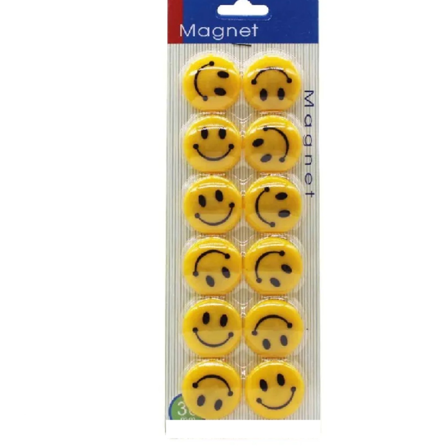 Qatalitic Plastic Round Cartoon Emoji Smile Smiley Face Fridge Magnets (Yellow colour, 3 cm Diameter)