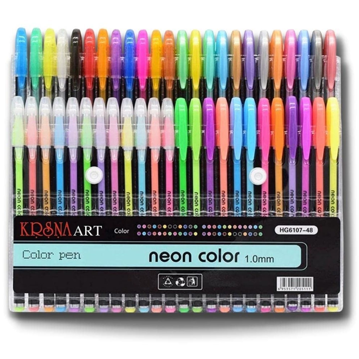 Qatalitic Set of 48 Neon Gel Pens consisting Fluorescent, Metallic, Glitter, and Pastel Colour pens for DIY Art & Crafts Sketching, Drawing & Painting Purpose SAURABH-1