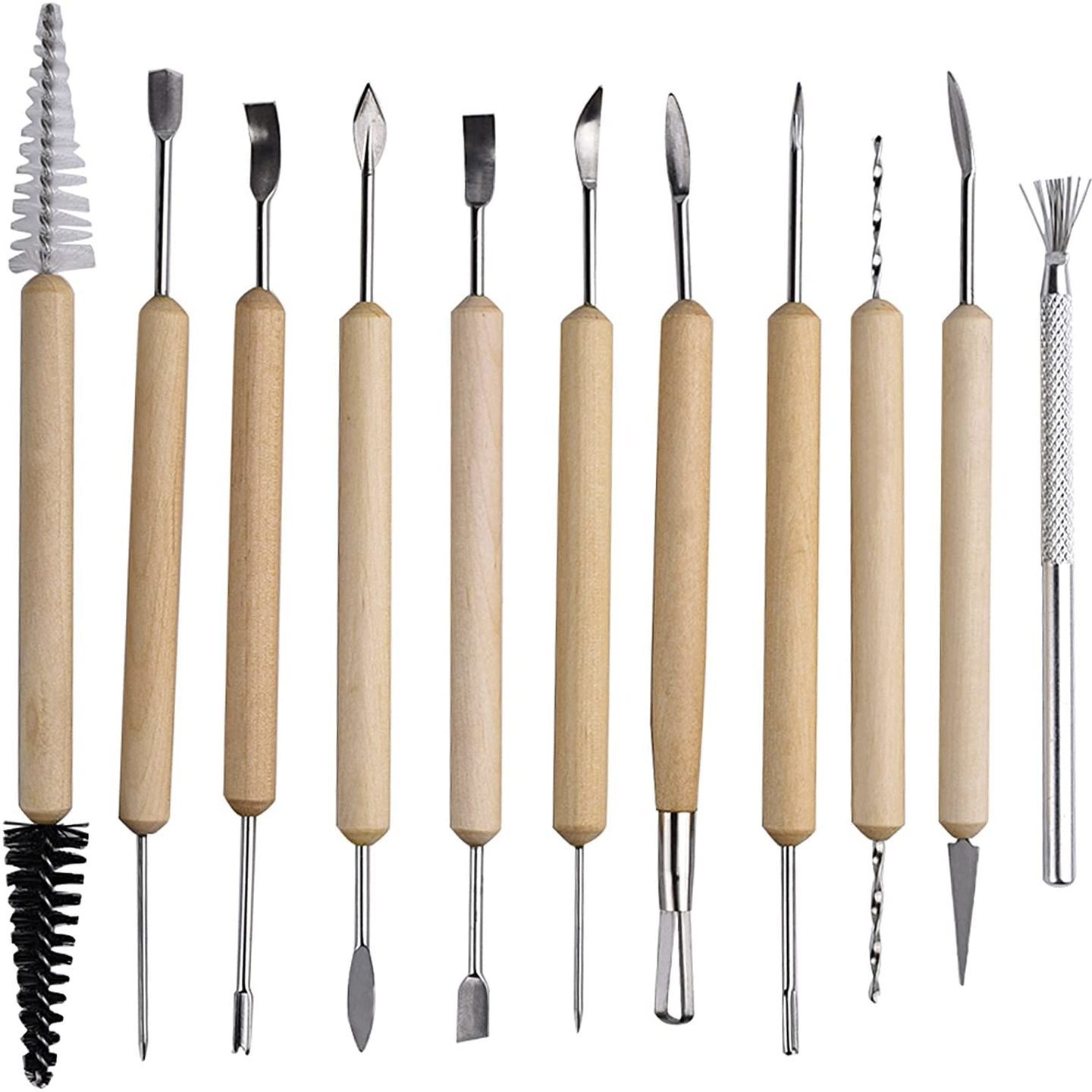 ASIN B06WRP6W89 Ceramic 11 Pcs Wooden Handle Clay Pottery Sculpting Tools
