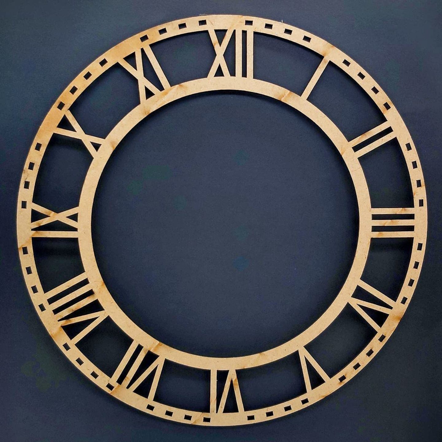 Qatalitic MDF Wooden Cut-Out Clock Frame (Ring) Roman Design for Resin Art & Art & Craft 4MM (8 INCH)