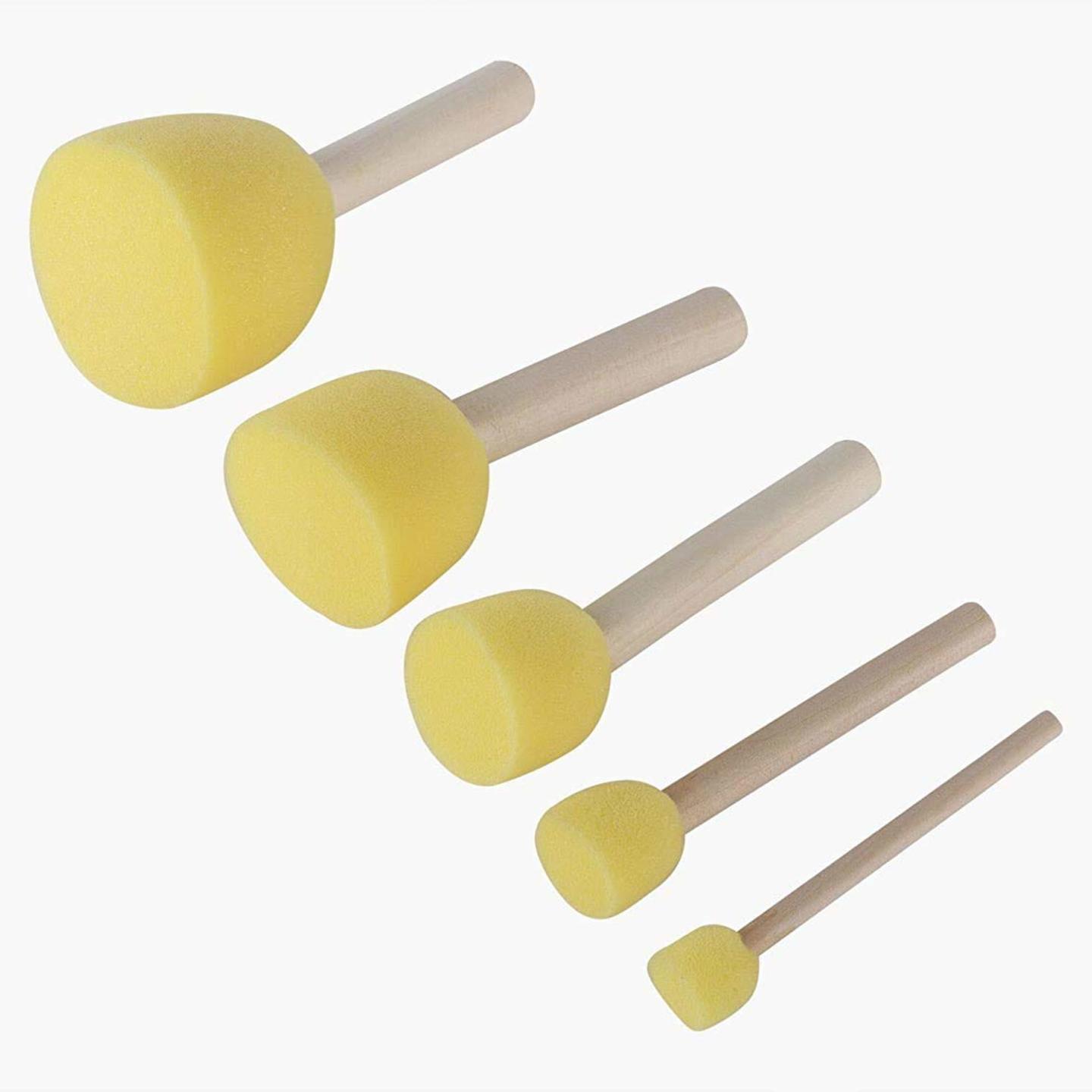 5 Pcs Round Stencil Sponge Dabber Wooden Handle Foam Brush Furniture Art Crafts Painting Tool Supplies Painting Stippler Set DIY Painting Tools in 5 Sizes saurabh-13