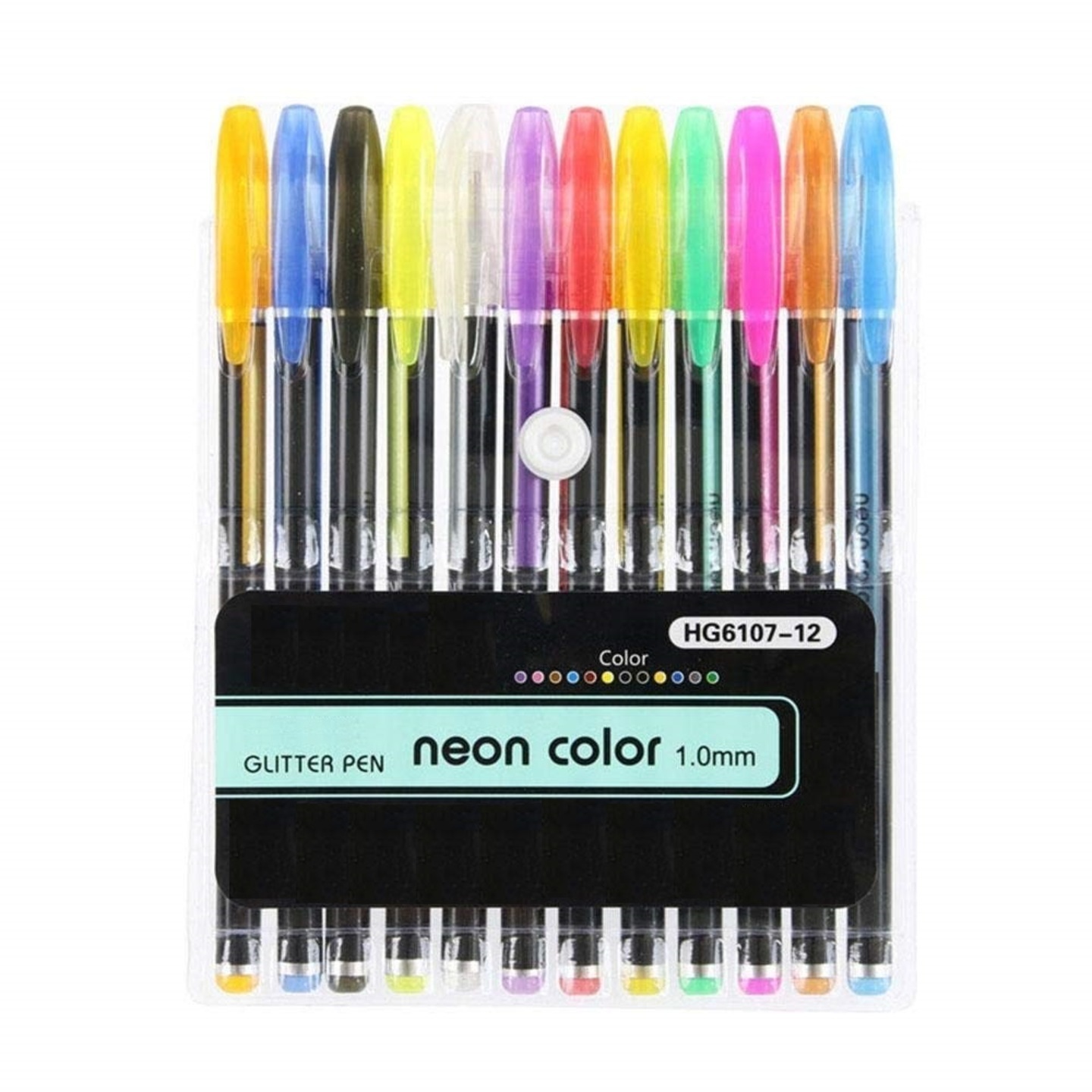 Qatalitic Glitter Pens  Neon & Metallic Pens Set of 12 Neon Gel Pens  For DIY Art & Crafts Sketching, Drawing & Painting Purpose