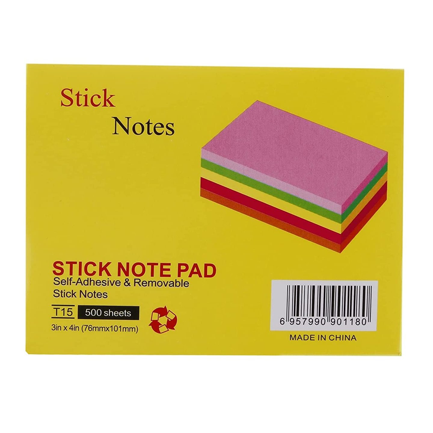 ASIN B082W2QQ68 Sticky Notes 3 x 4 Inch Pads, 500 Sheets (5 Colors x 100 Sheets)