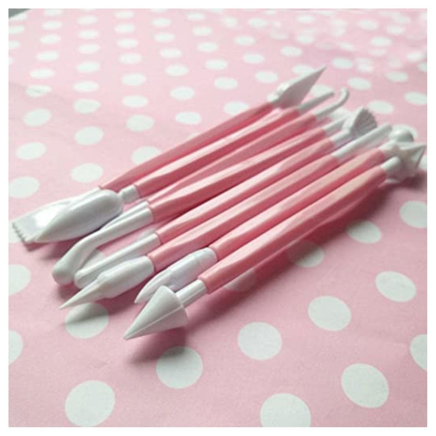Qatalitic Pink Package of 8  Different Shapes Exclusive Modeling Set for Fondant Gum Paste Sugar Craft and Cake Decoration Clay Modelling Tools Set