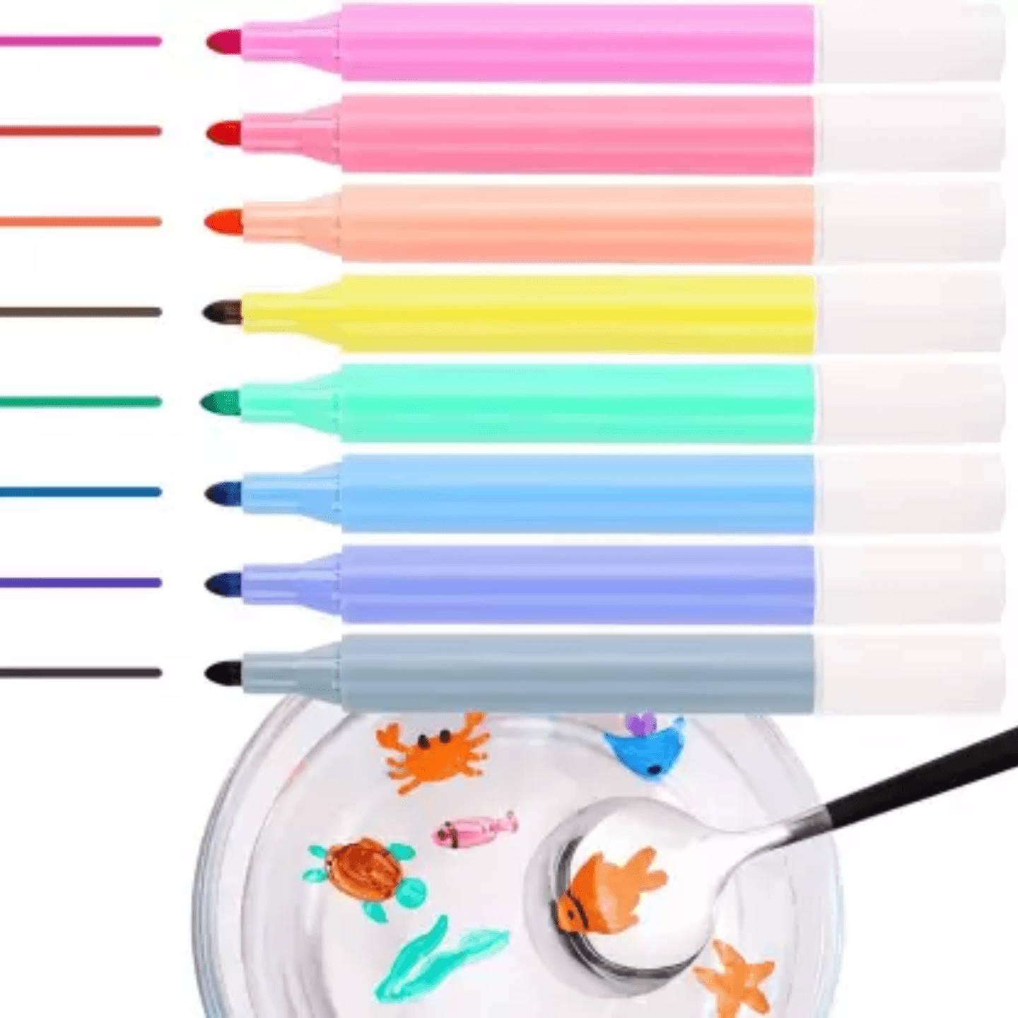 Qatalitic Magical Water Painting Pens Kit Set - 8pcs Floating Ink Watercolor Pen for Kids Pen Set: Watch the Floating Ink Pen Bring Your Art to Life!