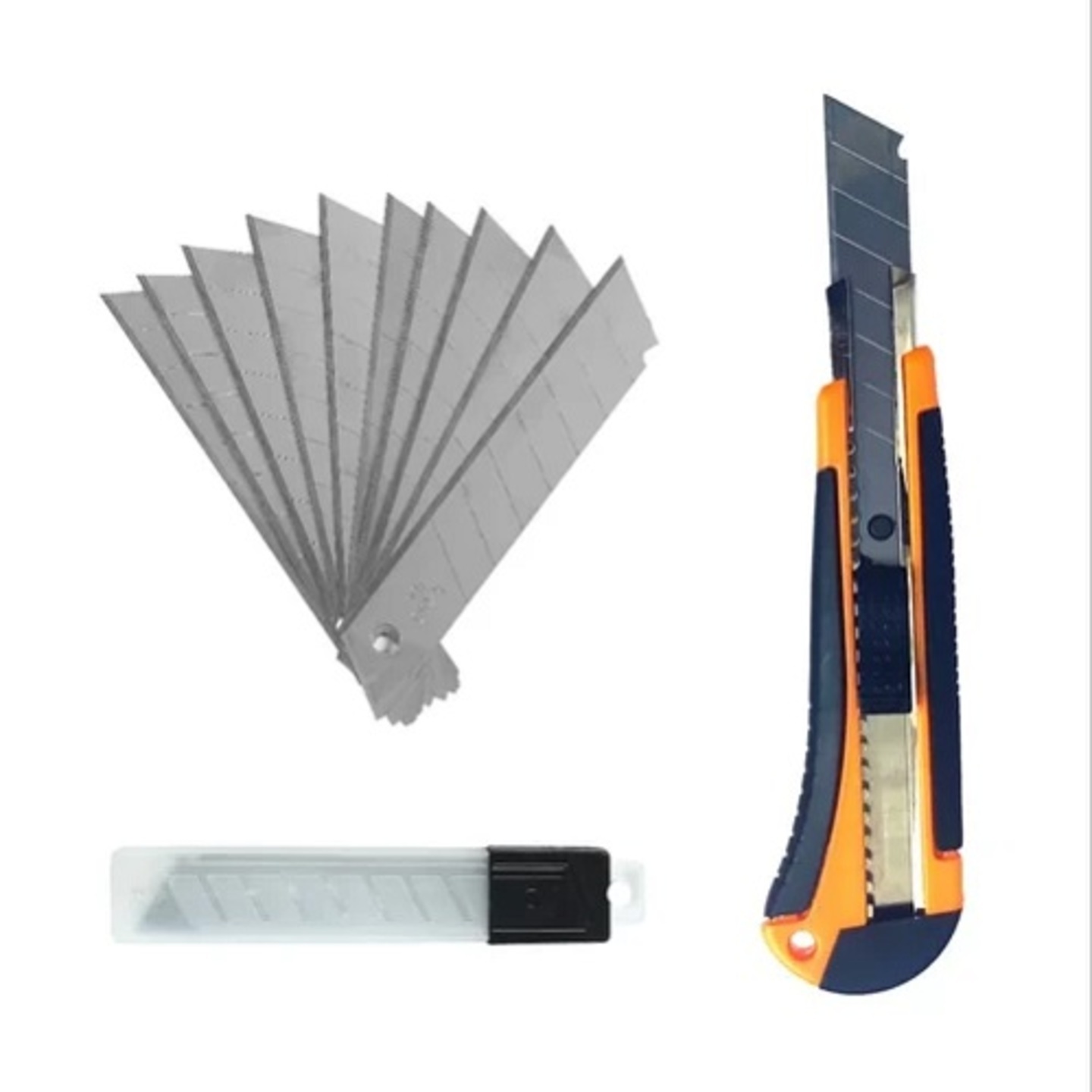 Qatalitic Heavy Duty  Stainless Steel 18mm Cutter Knife With 10 Replacement  blades for Cutting Papers, Wallpapers, Cardboard, Vinyl, Tapes etc