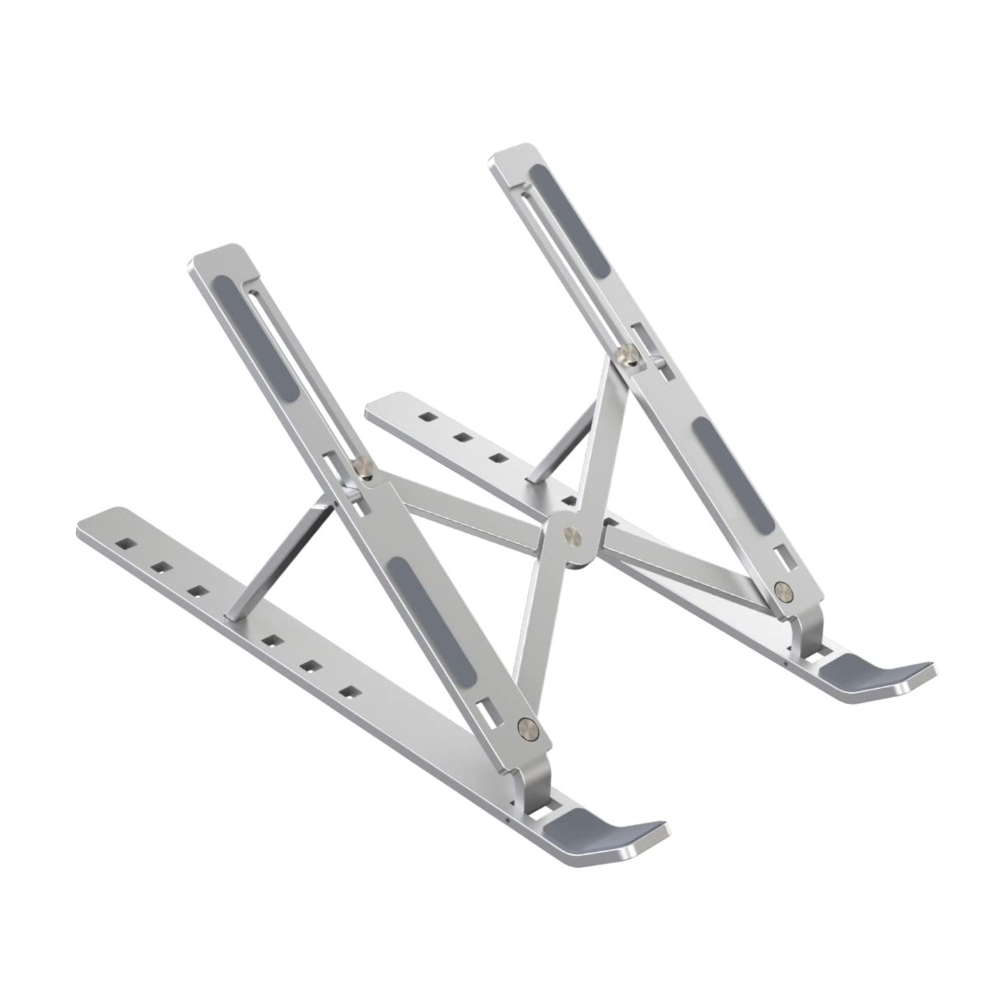 Qatalitic Portable Metal Frame Laptop Stand Holder, Multi Level Adjustable Aluminum Ergonomic Foldable Stand, OverHeating Protection for All Laptops and for Multifunction Use (Silver)