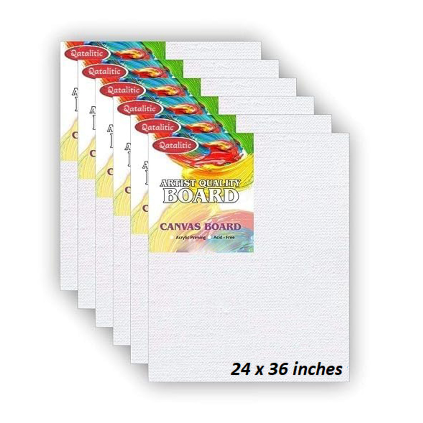 Qatalitic Set of 6 pc. 24 x 36 inch Canvas Board, 100% Cotton, Acid Free, Blank White Mini Canvases for Oil, Acrylic & Watercolour Paint