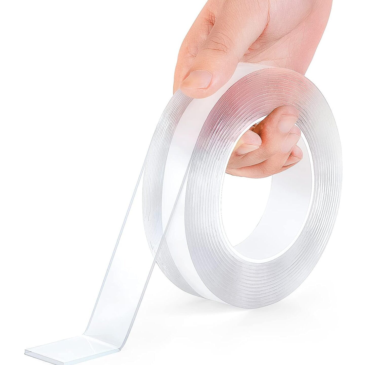 Qatalitic Double Sided Adhesive Tape 3 Meter x 1.4 inch Heavy Duty, Clear & Tough Nano, Removable, Reusable and Washable Transparent Adhesive Tape for DIY Art & Craft, Mounting Tape for Kitchen, Home Decor