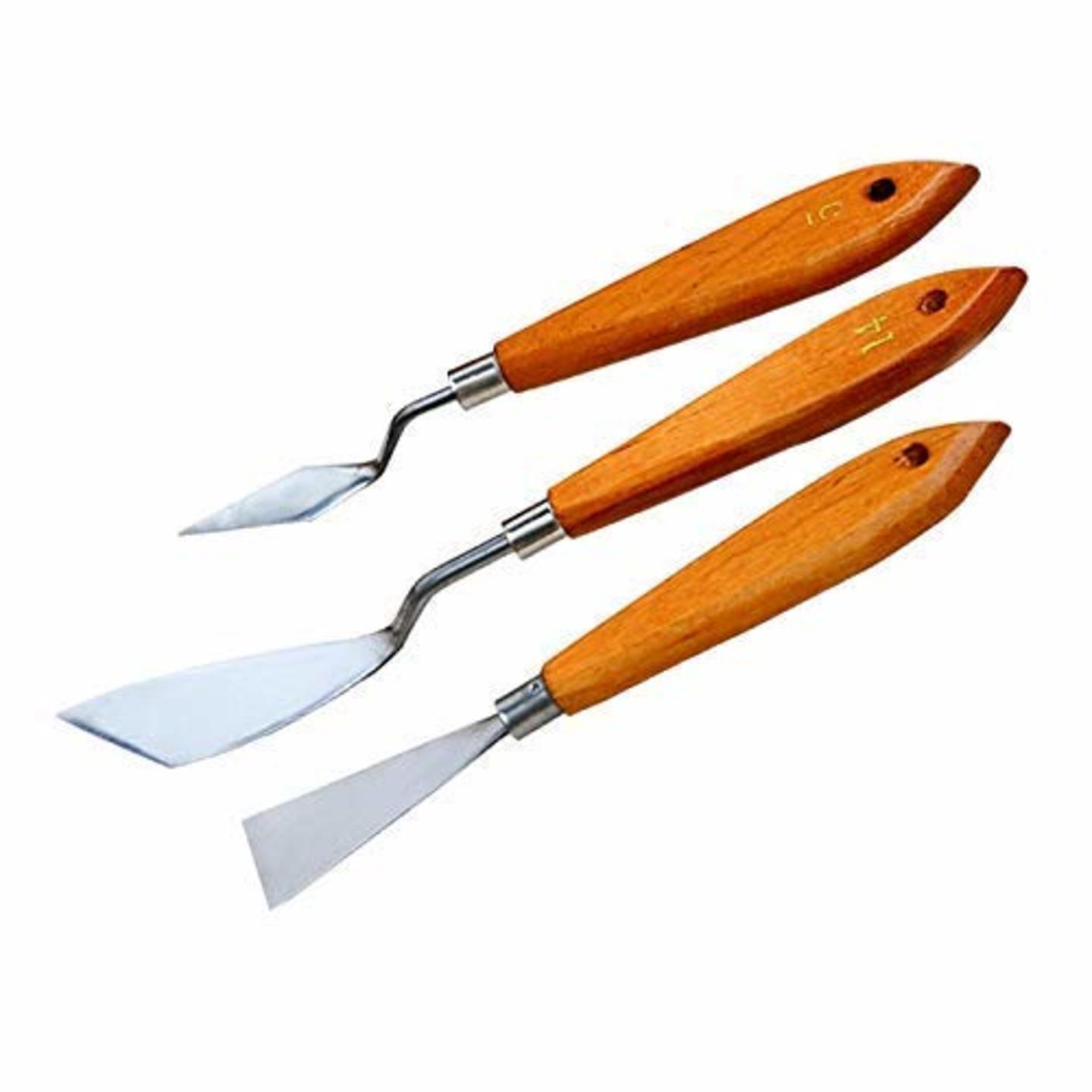 Qatalitic Stainless Steel Palette Painting Knives | Scraper Spatula with Polished Brown Handles | From Beginners to Professionals for Oils , Acrylics , Gouache , Inks  