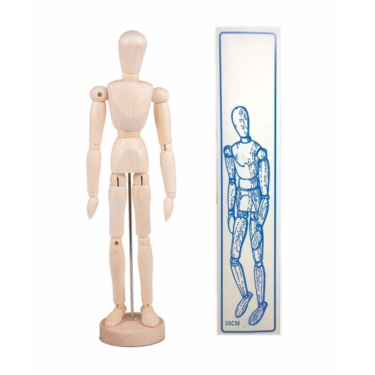 Qatalitic 30 cm Flexible Wooden Human Manikin with Flexible Joint (12" Manikin)