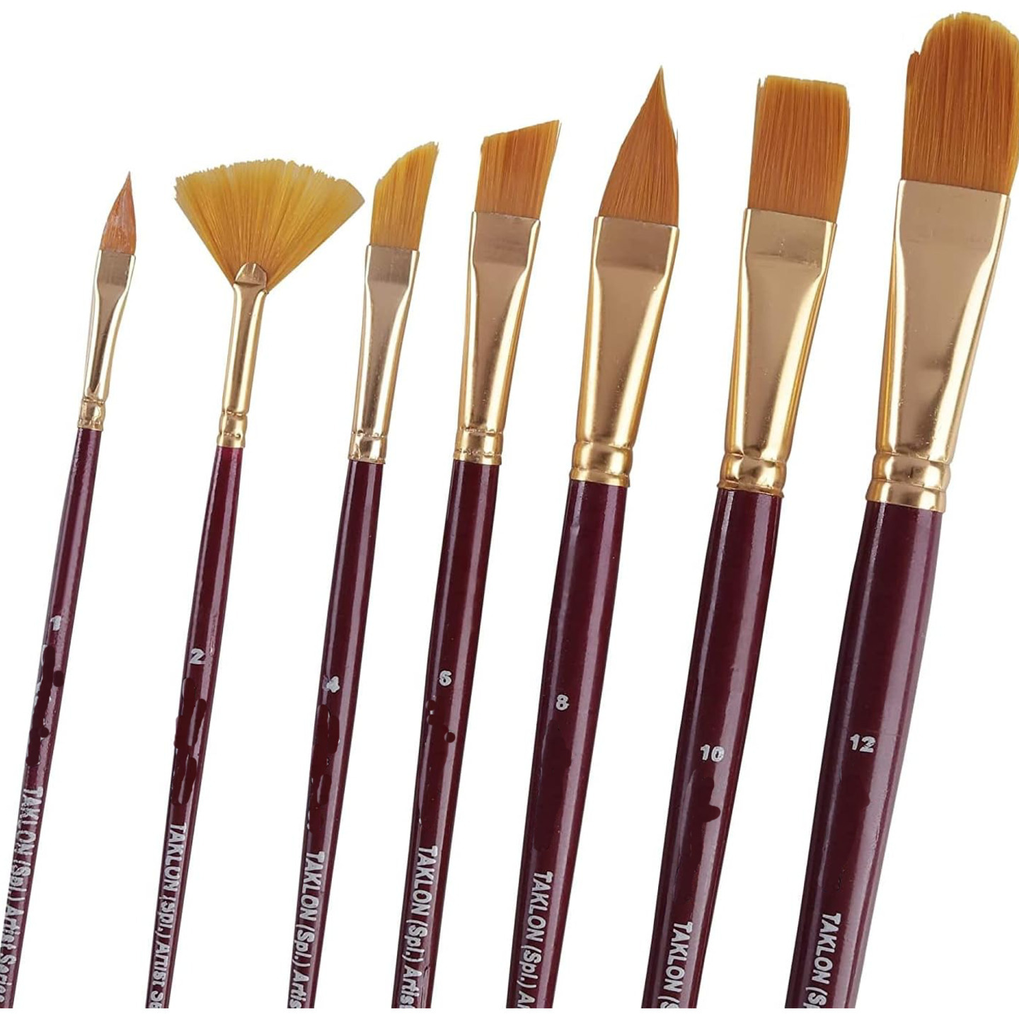 Qatalitic Synthetic Mix Paint Brush Set of 7 pcs for Watercolor and Acrylic Painting