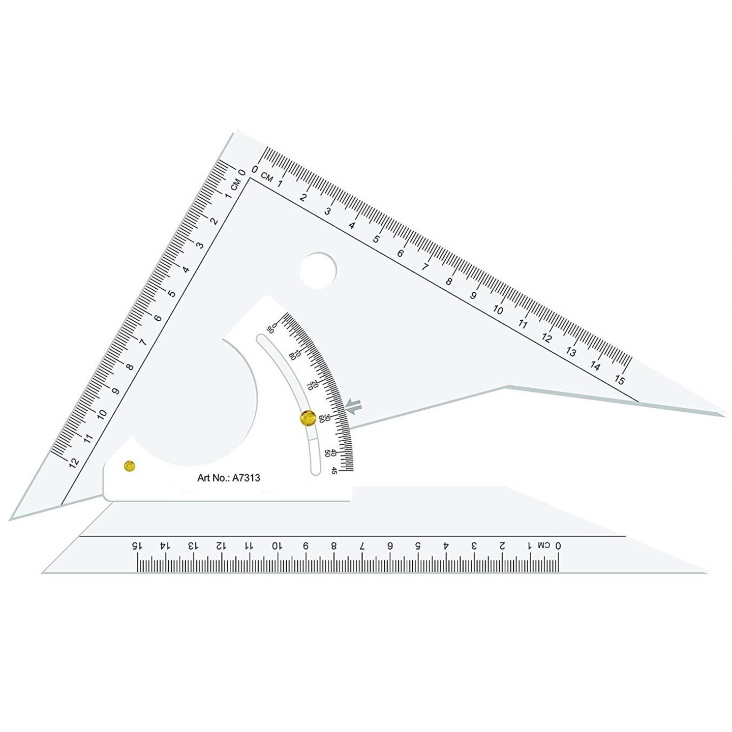 Qatalitic Adjustable Set Square – Inking Edge – Sides Beveled – All 3 Side Markings – Packed in Canvas Cover (10"/ 25cm)